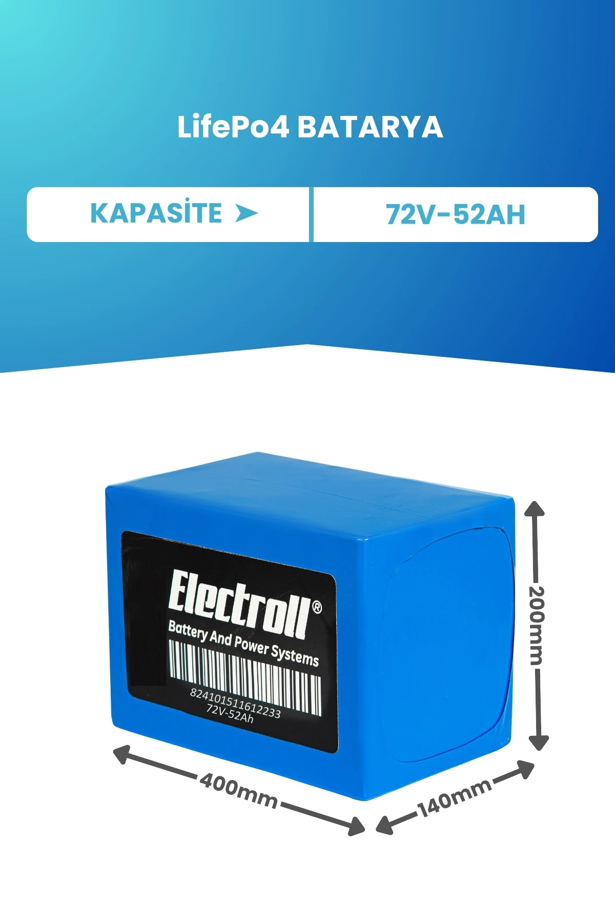 72V 52Ah LifePo4 Batarya