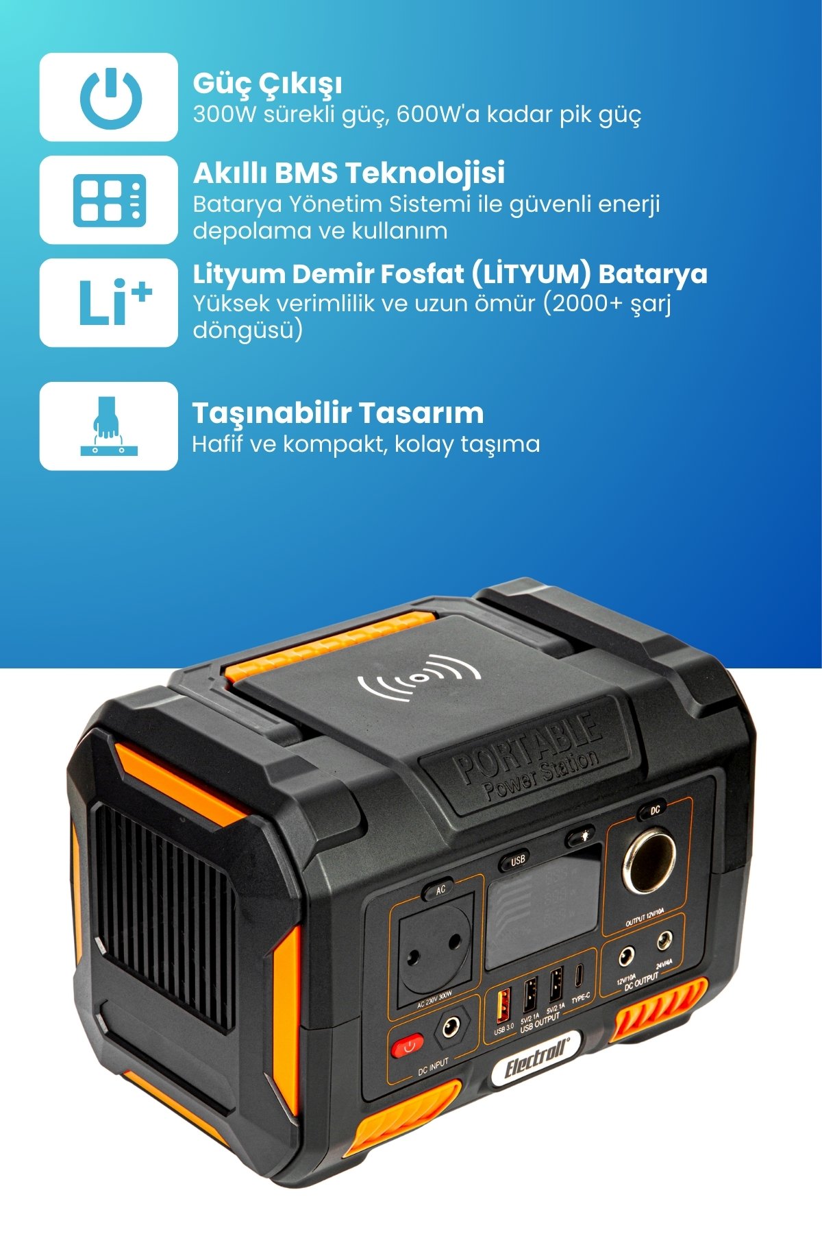 300w 285wh Akıllı Bms Lityum Taşınabilir Güç Depolama İstasyonu