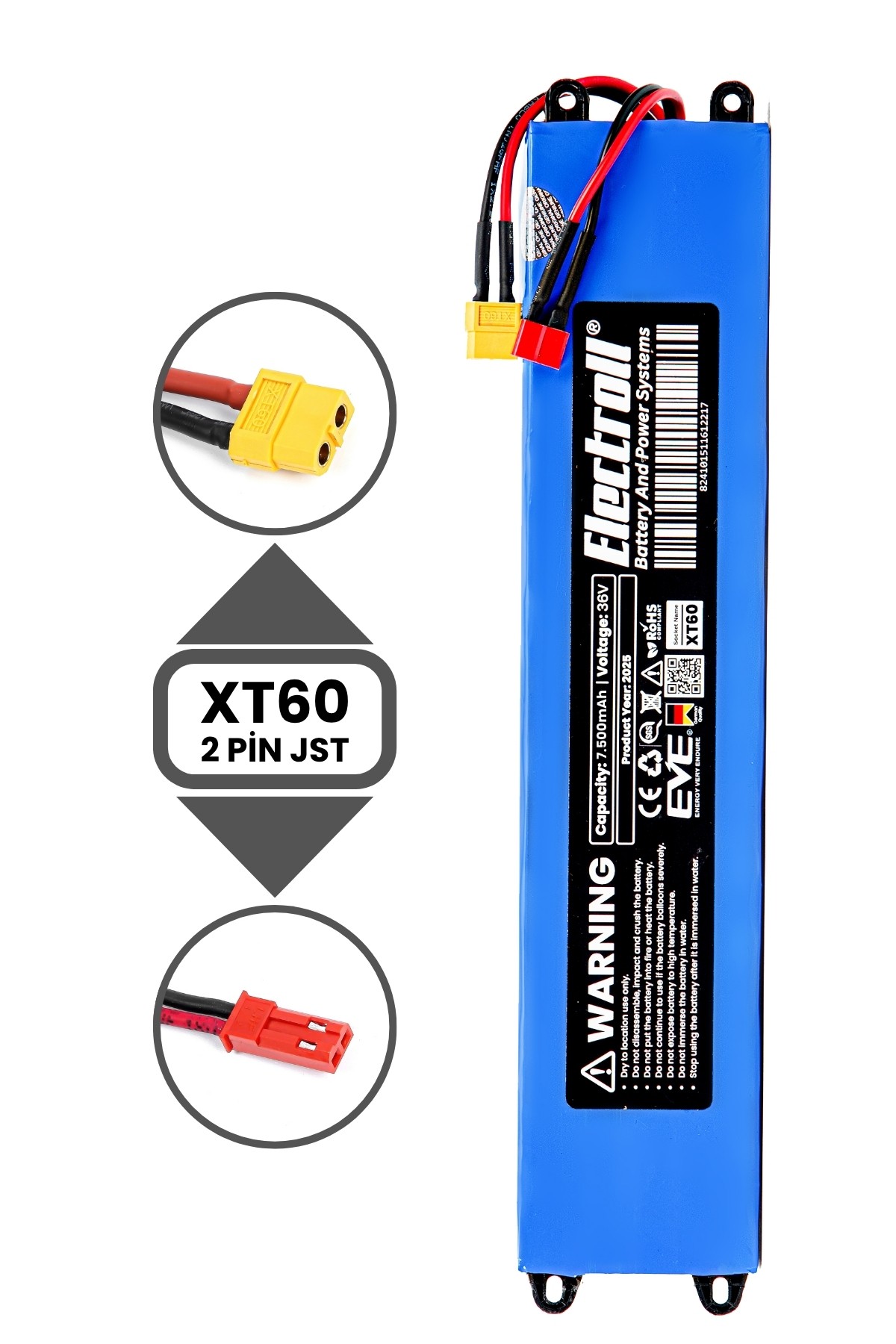 E-Wheels E2s V2 Uyumlu Batarya (STANDART KAPASİTE) 36v 7500mah Pil Elektrikli Scooter Bataryası