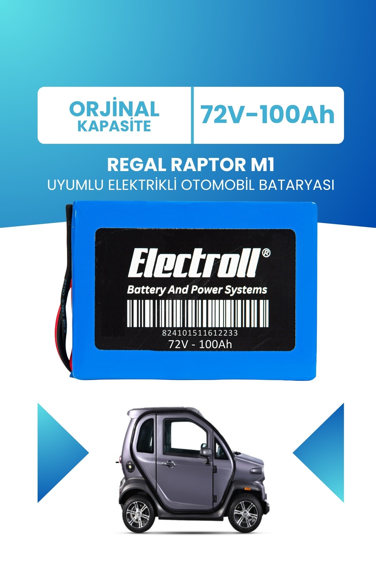 Regal Raptor M1 Uyumlu Batarya (Standart Kapasite) LiFePO4 72V 100Ah Elektrikli Otomobil Bataryası