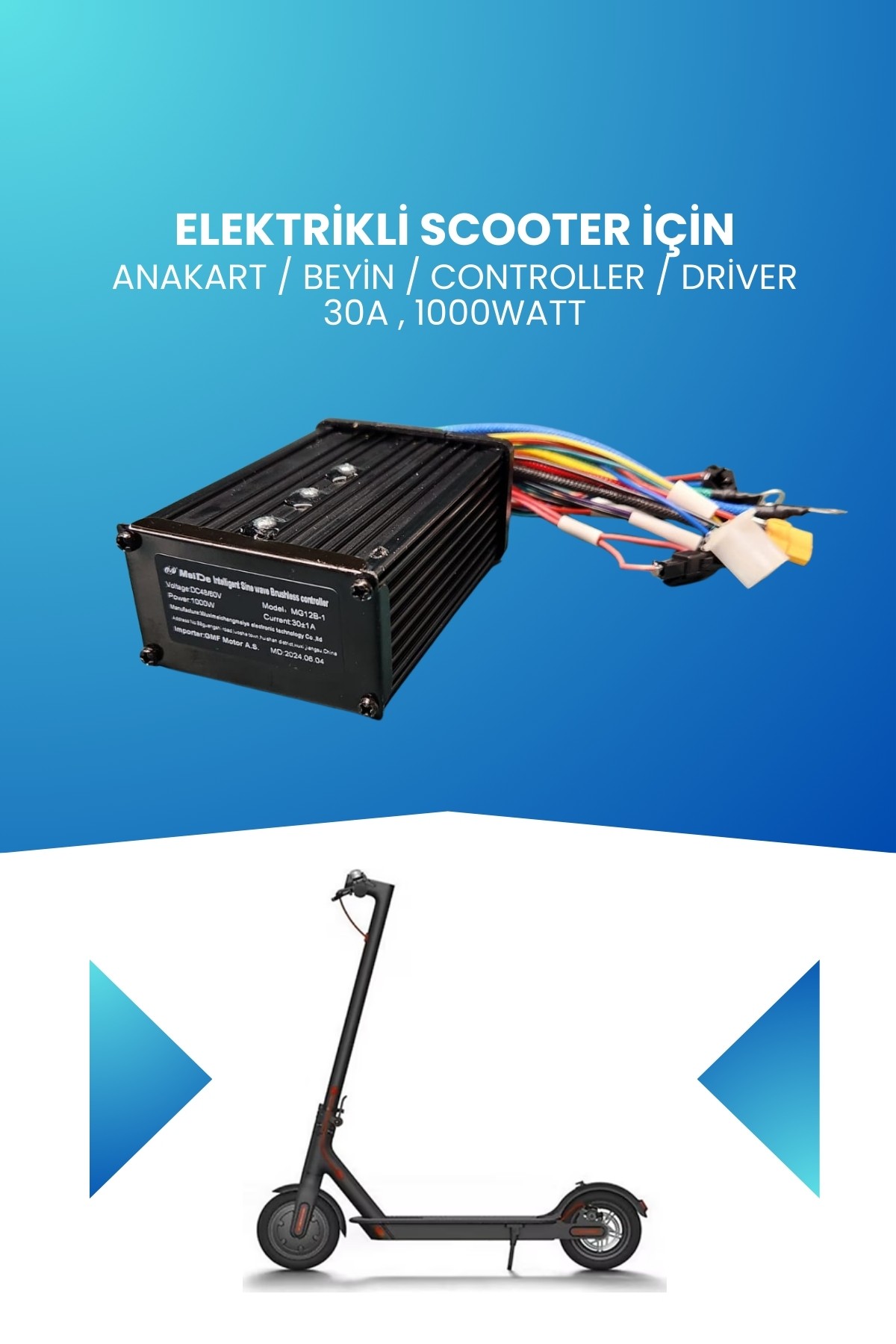 Elektrikli Scooter İçin Anakart / Beyin / Controller / Driver 30A , 1000watt
