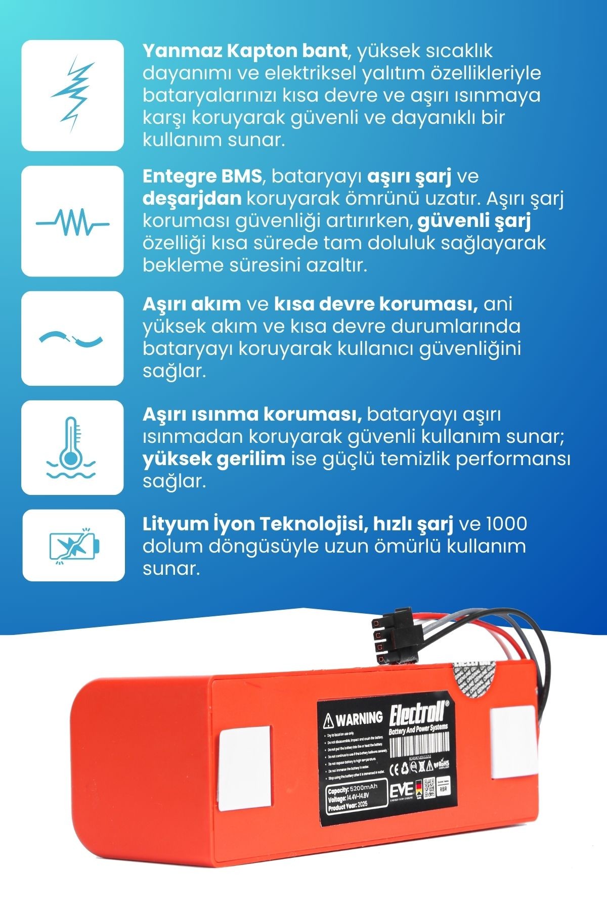 Roborock S6 Pure Uyumlu Batarya (ORJİNAL KAPASİTE) 5200mah Kutulu Robot Süpürge Pil Değişimi