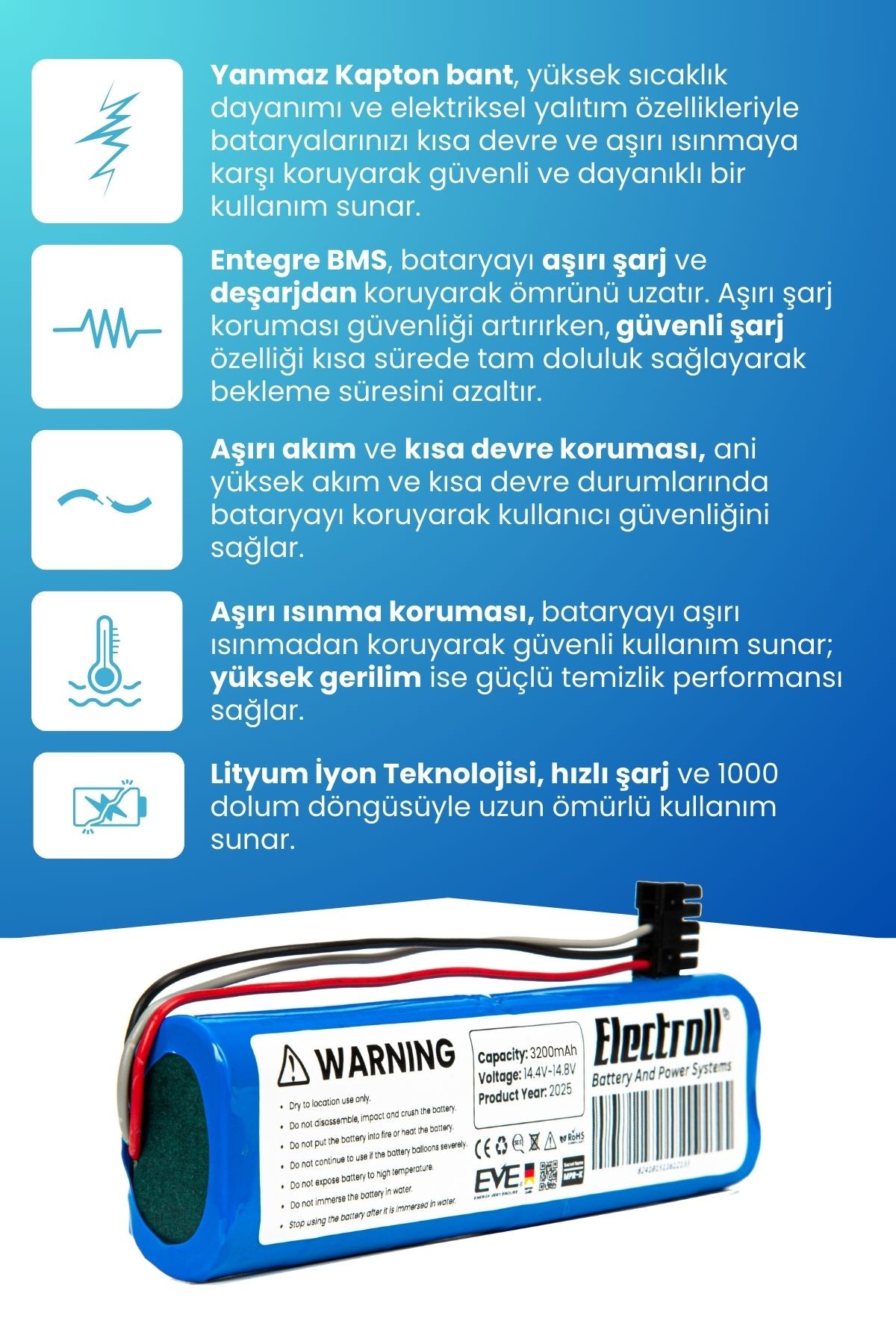 Xiaomi Mi Vacuum Mop Pro Stytj02ym Batarya (ORJİNAL KAPASİTE) 3200mah Robot Süpürge Pil Değişimi