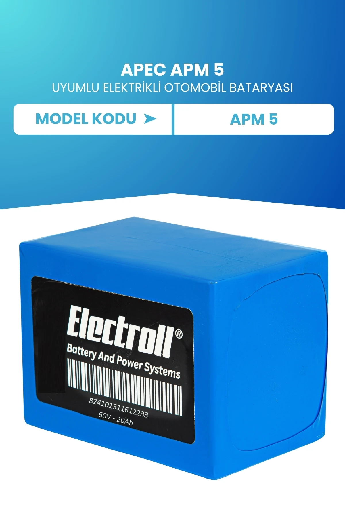 Apec APM 5 Uyumlu Batarya (Standart Kapasite) LiFePO4 60V 20Ah Elektrikli Otomobil Bataryası