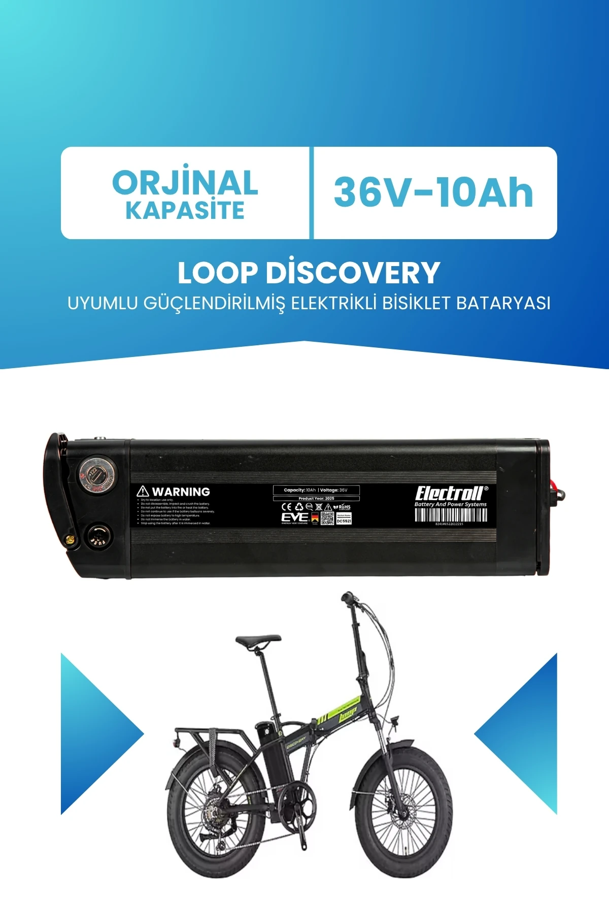 Loop Discovery Uyumlu 36V 10Ah Güçlendirilmiş Elektrikli Bisiklet Bataryası