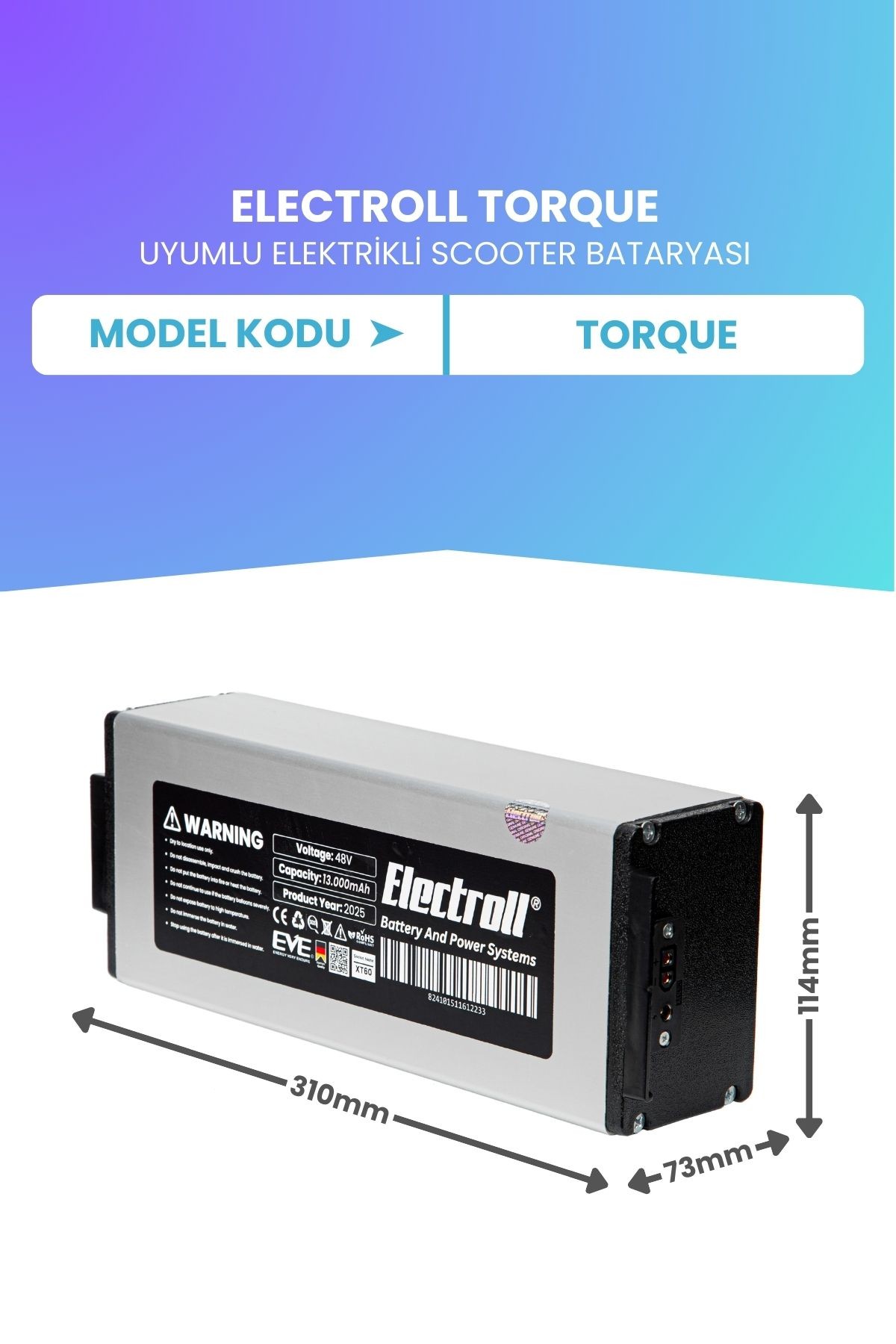Torque 48v 13ah (EKO KAPASİTE) Elektrikli Scooter Bataryası