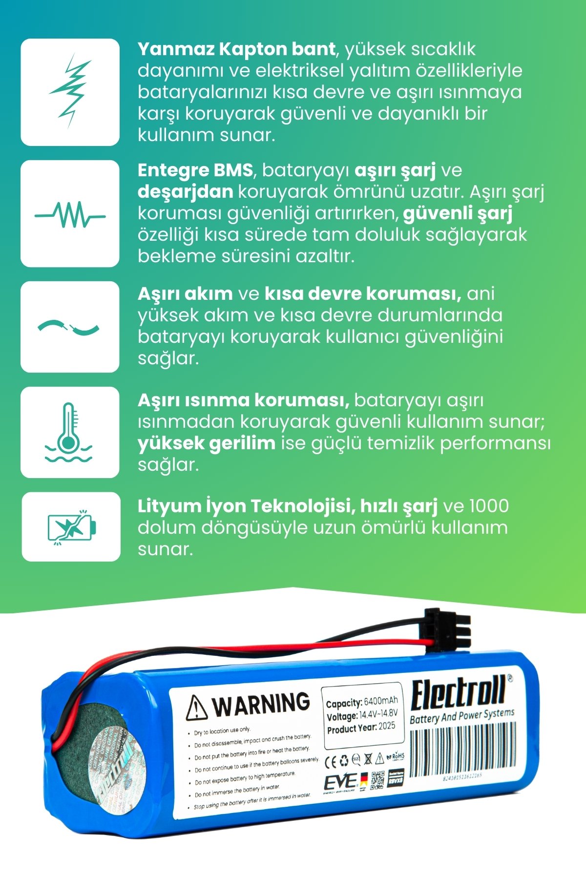 Anker Eufy Robovac X8 Hybrid Uyumlu Batarya (ULTRA YÜKSEK KAPASİTE) 6400mah Pil Süpürge Batarya