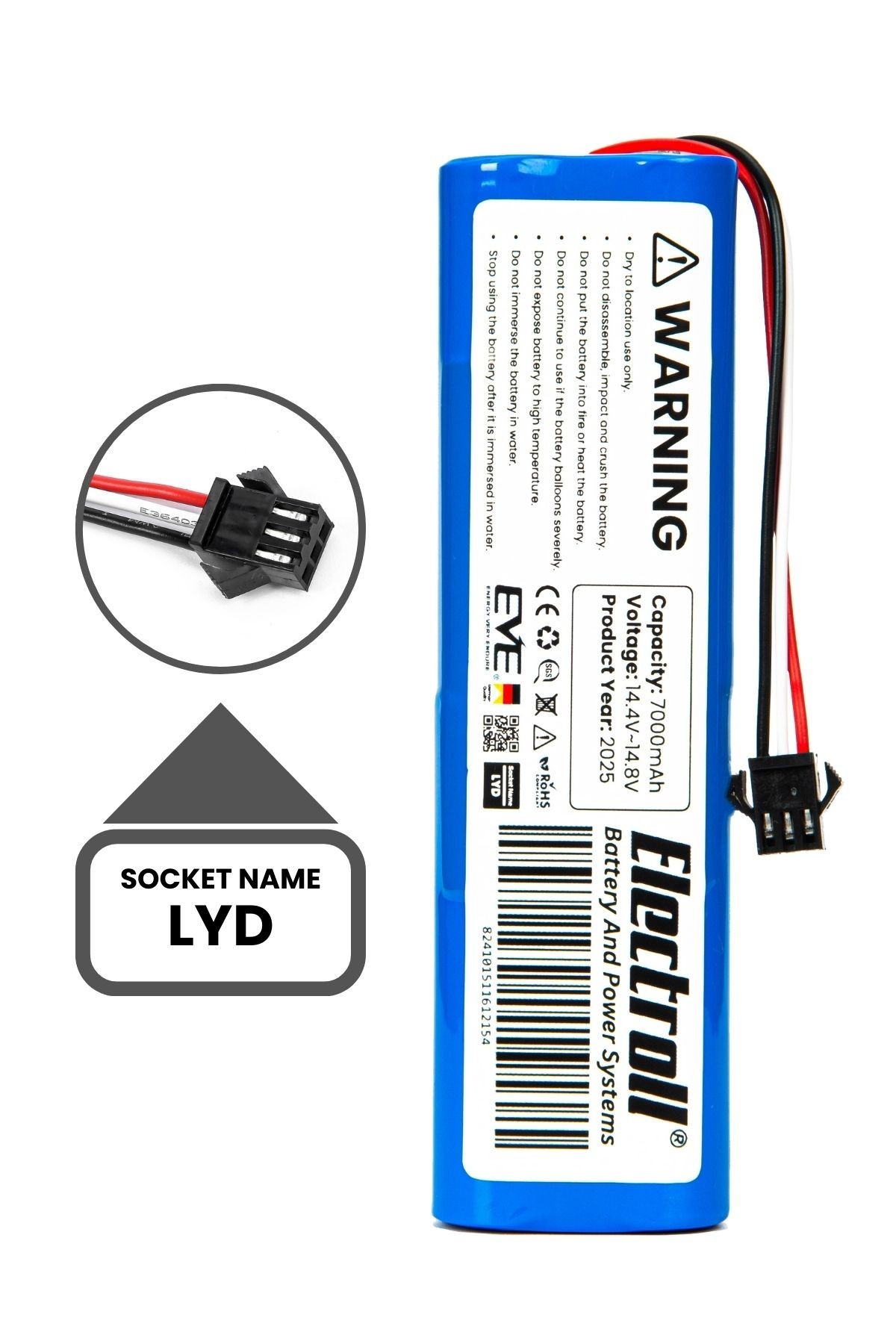 Lydsto W2 Plus Uyumlu Batarya (MAKSİMUM KAPASİTE) 7000mah Pil Robot Süpürge Bataryası Değişimi
