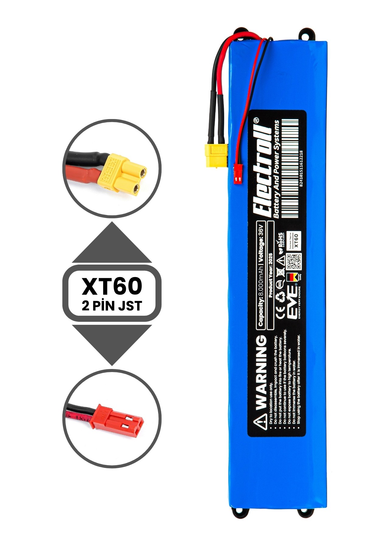 E-Wheels E2s V2 Uyumlu Batarya (YÜKSEK KAPASİTE) 36v 8000mah Pil Elektrikli Scooter Bataryası Değişimi