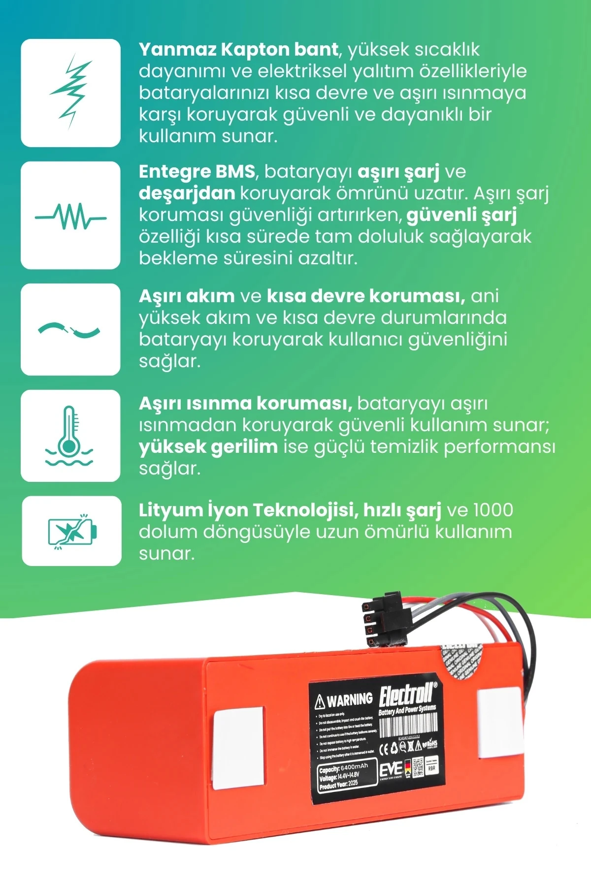 Roborock Q7 Max Plus Uyumlu Batarya (ULTRA YÜKSEK KAPASİTE) 6400mah Kutulu Robot Süpürge Pil Değişimi