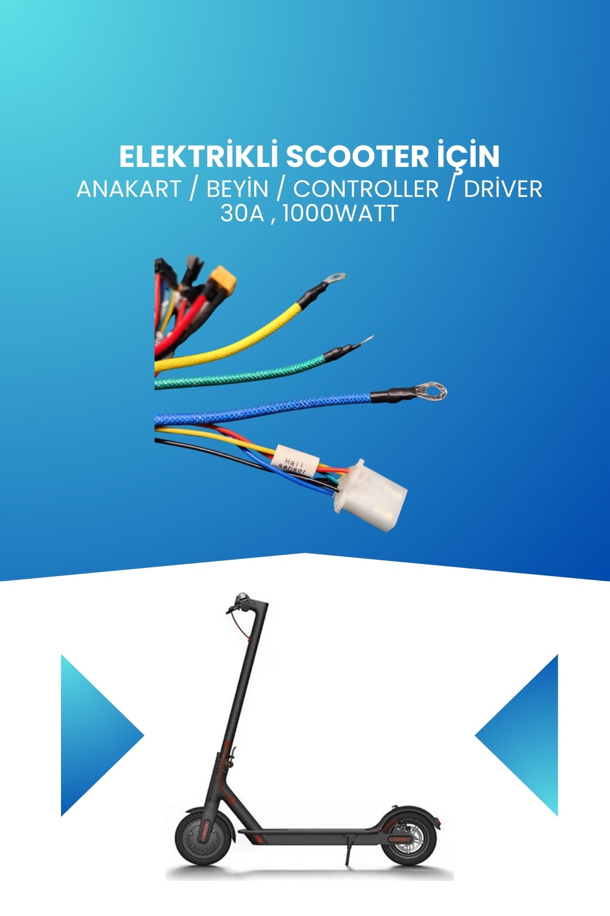 Elektrikli Scooter İçin Anakart / Beyin / Controller / Driver 30A , 1000watt