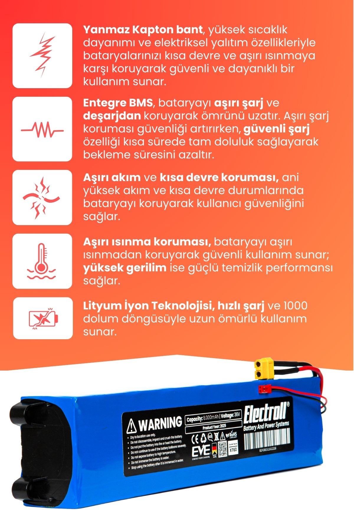 E-Wheels E2s V2 Uyumlu Batarya (YÜKSEK KAPASİTE) 36v 8000mah Pil Elektrikli Scooter Bataryası Değişimi