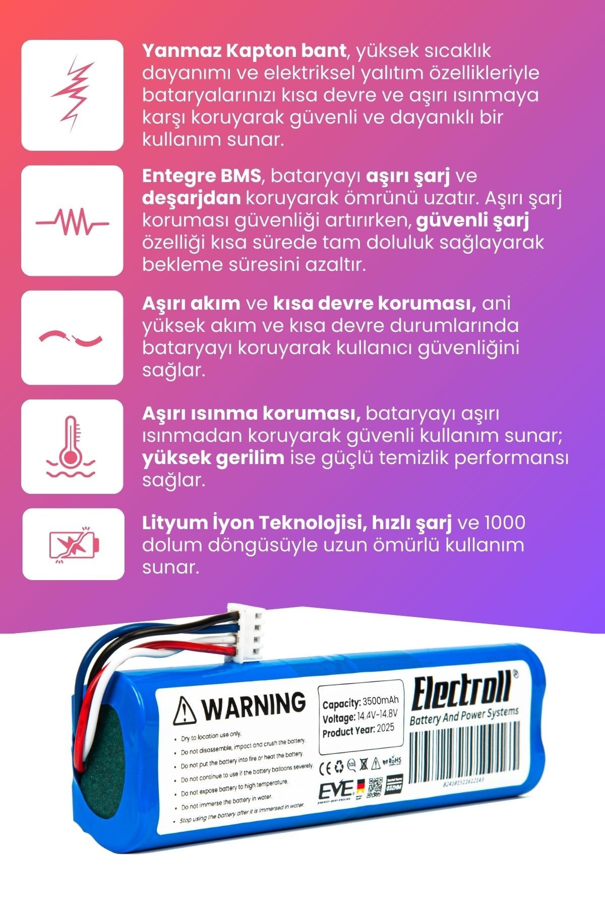 Xiaomi Vacuum Mop 2 Uyumlu Batarya (MAKSİMUM KAPASİTE) 3500mah Robot Süpürge Pil Değişimi
