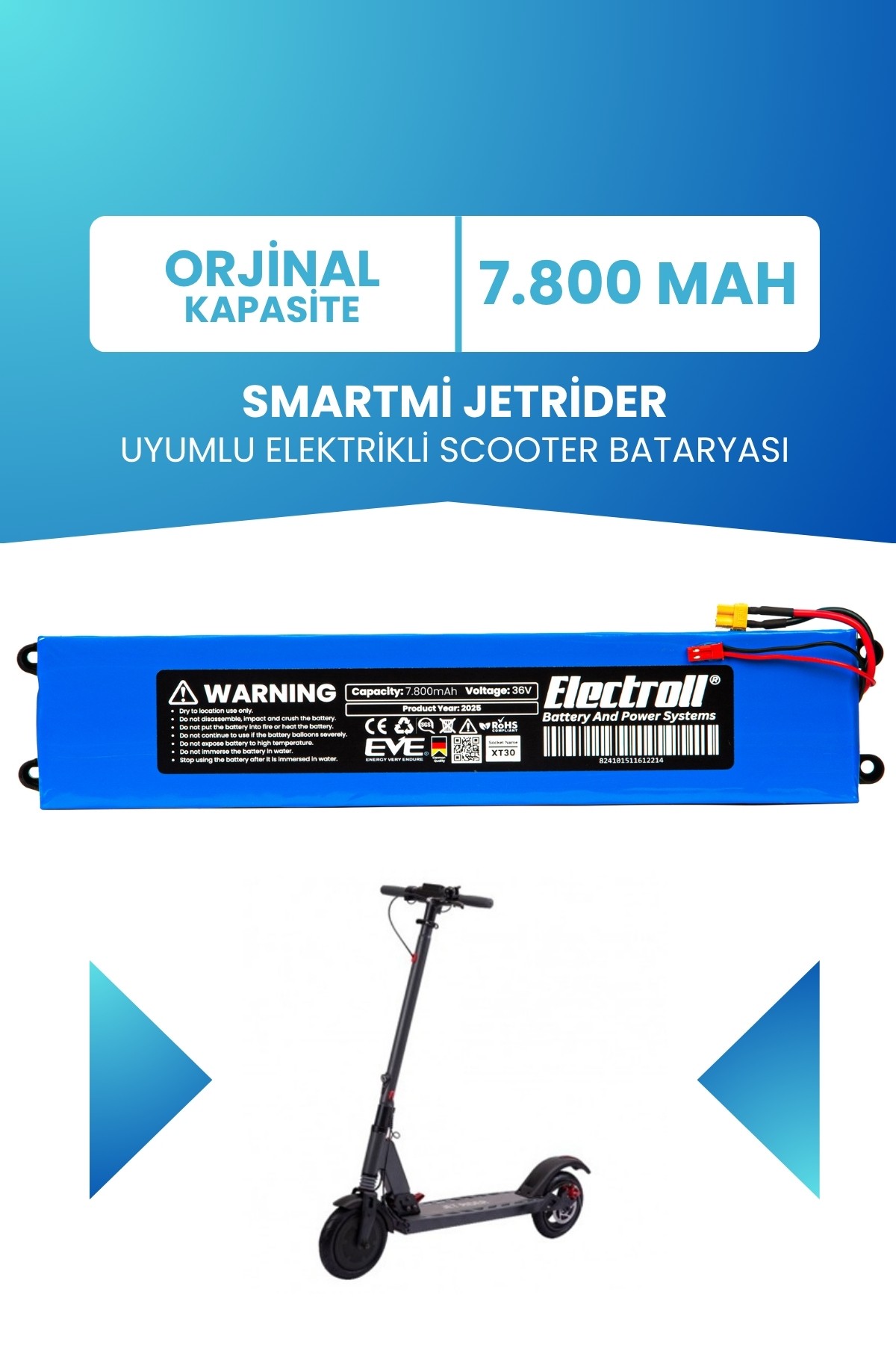 Smartmi Jetrider Batarya (ORJİNAL KAPASİTE) 7.800mah Pil 36v Elektrikli Scooter Bataryası Değişimi