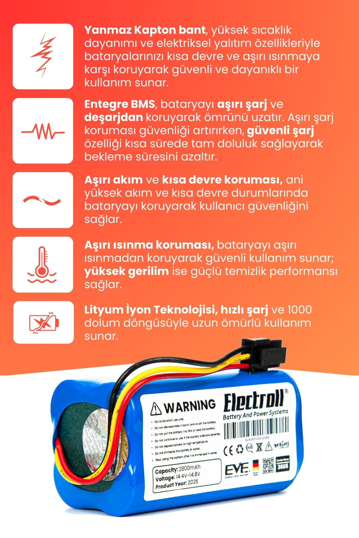 360 S7 Uyumlu Batarya (YÜKSEK KAPASİTE) 2800mah Pil Akıllı Robot Süpürge Batarya Değişimi