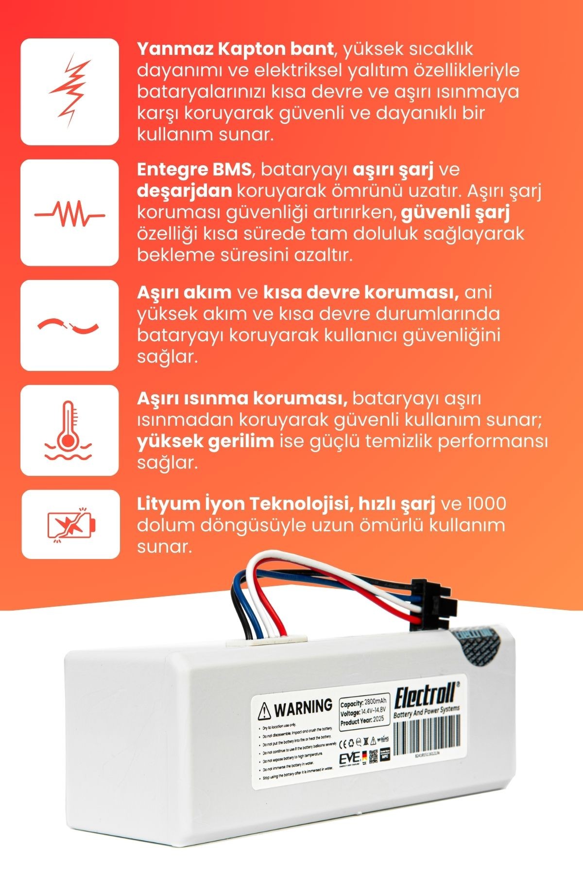 Xiaomi Mi Vacuum Mop 2c 2in1 Uyumlu Batarya (YÜKSEK KAPASİTE) 2800mah Robot Süpürge Pil XMSTJQR2C