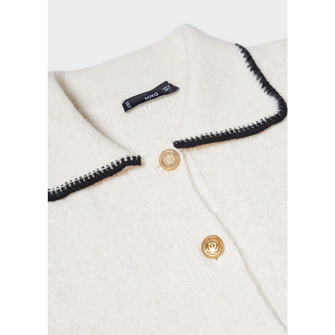 Orj Marka Mng Nakış Detaylı Gold Düğmeli Hırka - Ekru