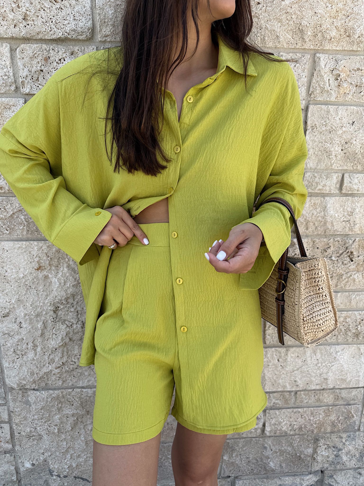 Zr Model Gömlek Şort Takım - Yeşil 