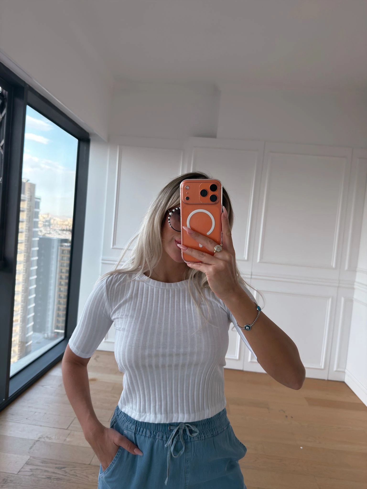 Orj Marka Fitilli Bluz - Beyaz