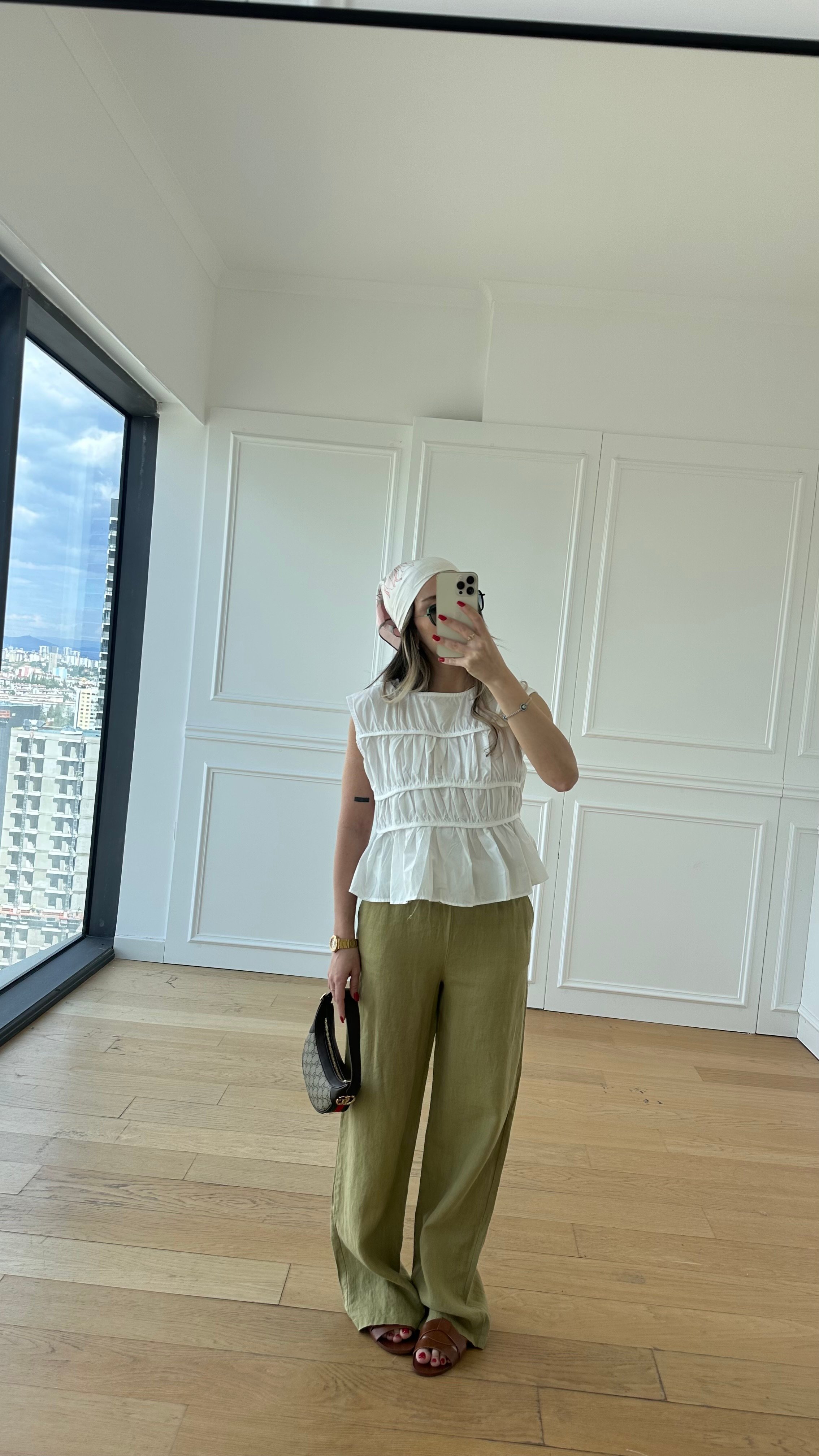 Premium Keten Pantolon - Olive