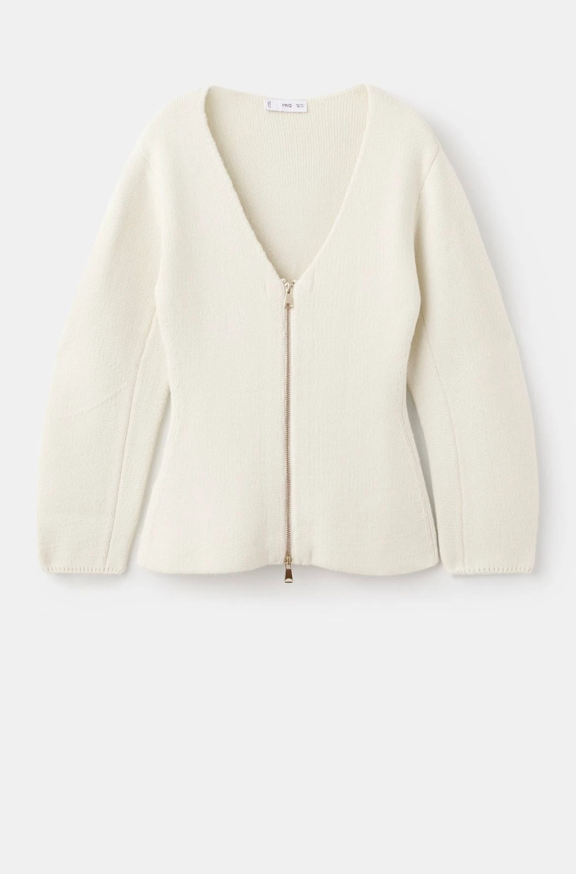 Orj Marka Mng Fermuarlı Ekru Triko Hırka