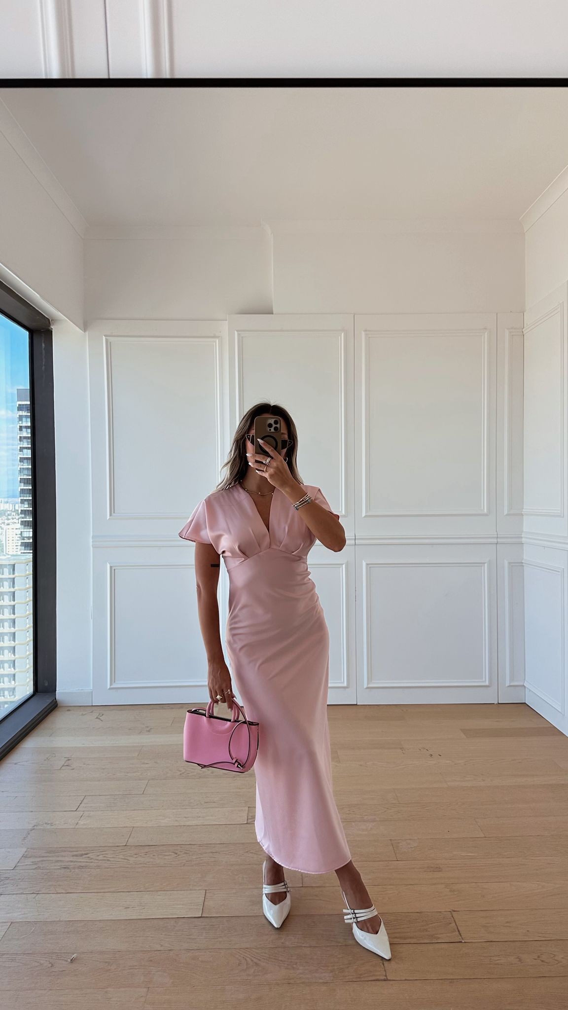 Zr Model Saten Elbise - Pembe