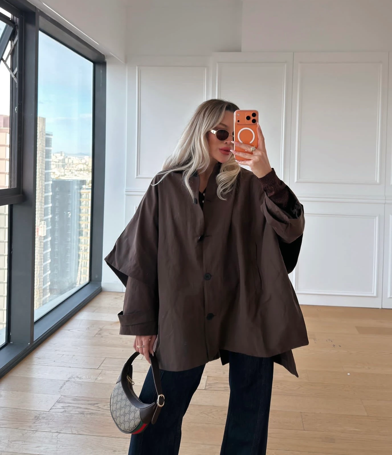 Kahve Oversize Panço Trenchcoat 