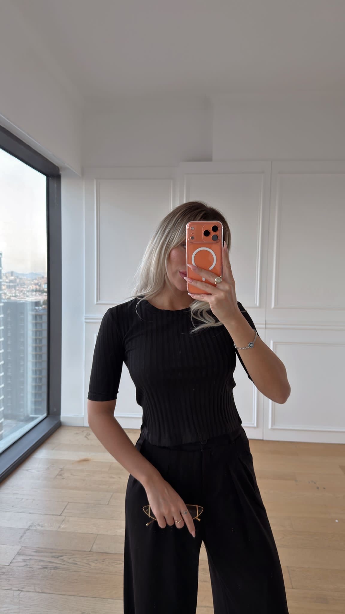 Orj Marka Fitilli Bluz - Siyah