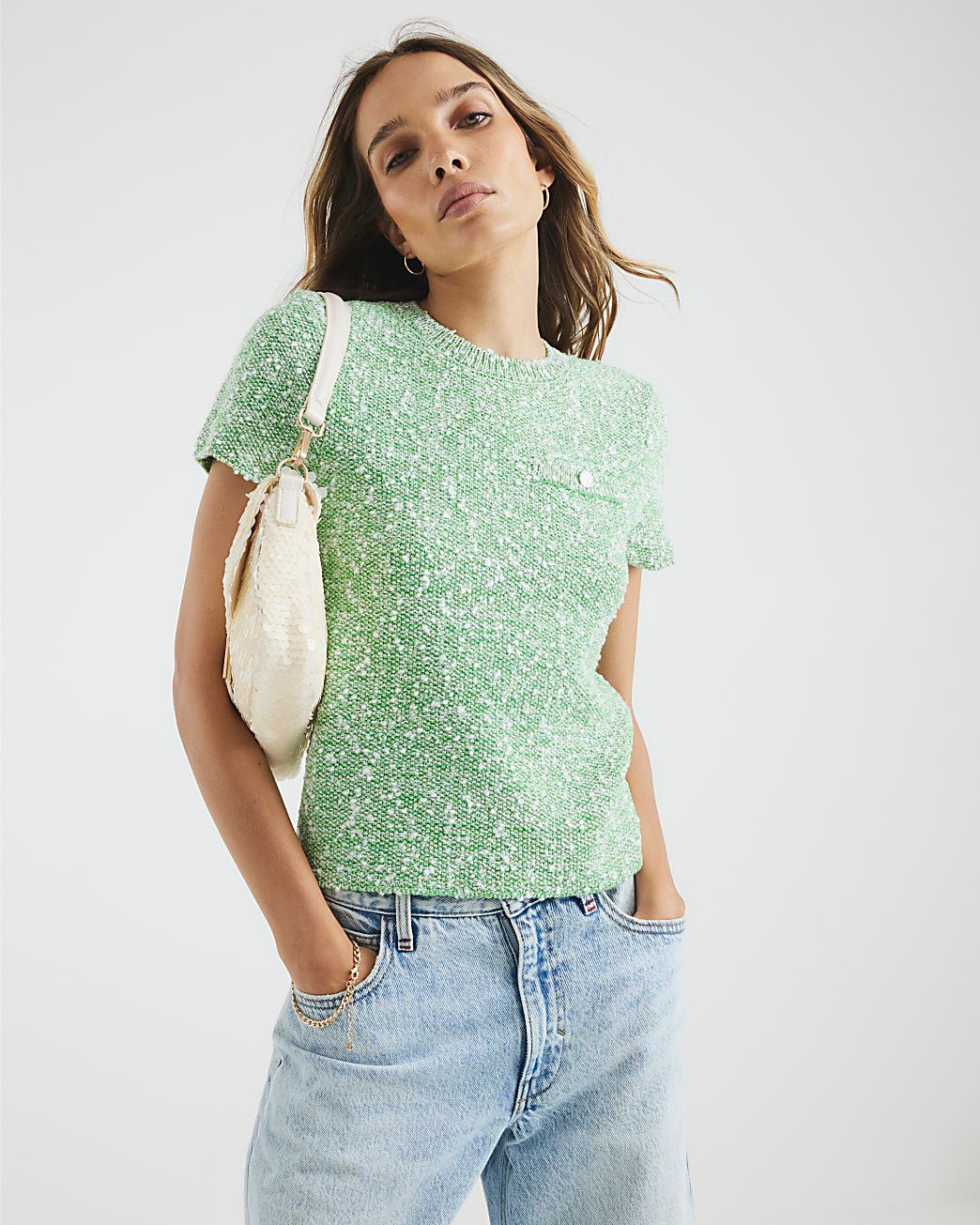 Orj Marka Mint Kısa Kollu Triko