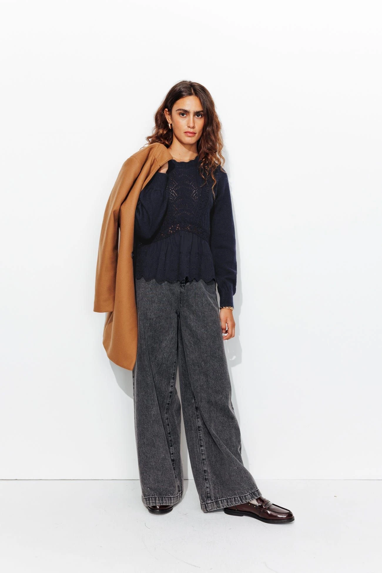 Orj Marka Güpürlü Lacivert Bluz