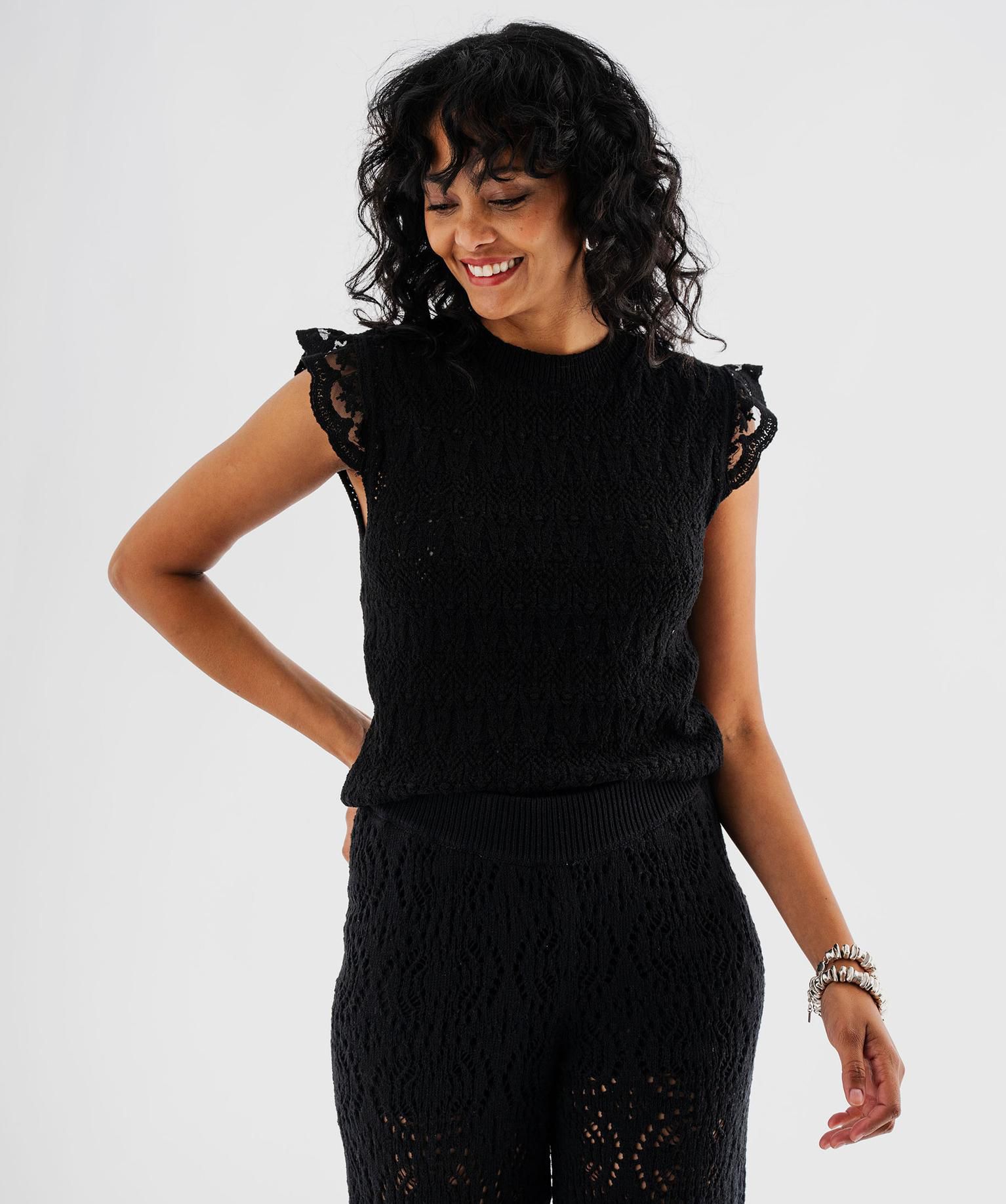 Orj Marka Güpürlü Triko - Siyah