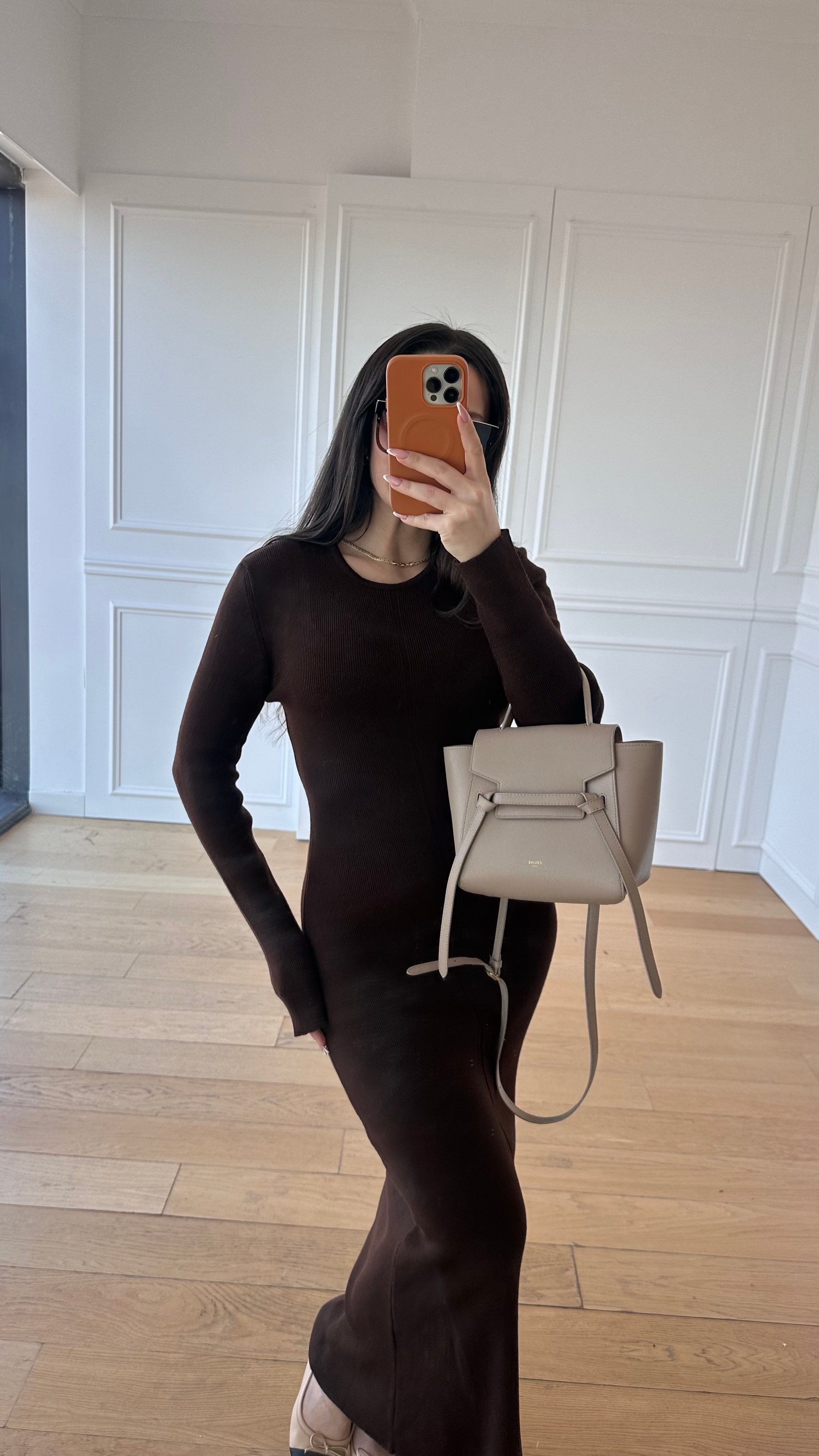 Premium Acı Kahve Triko Elbise