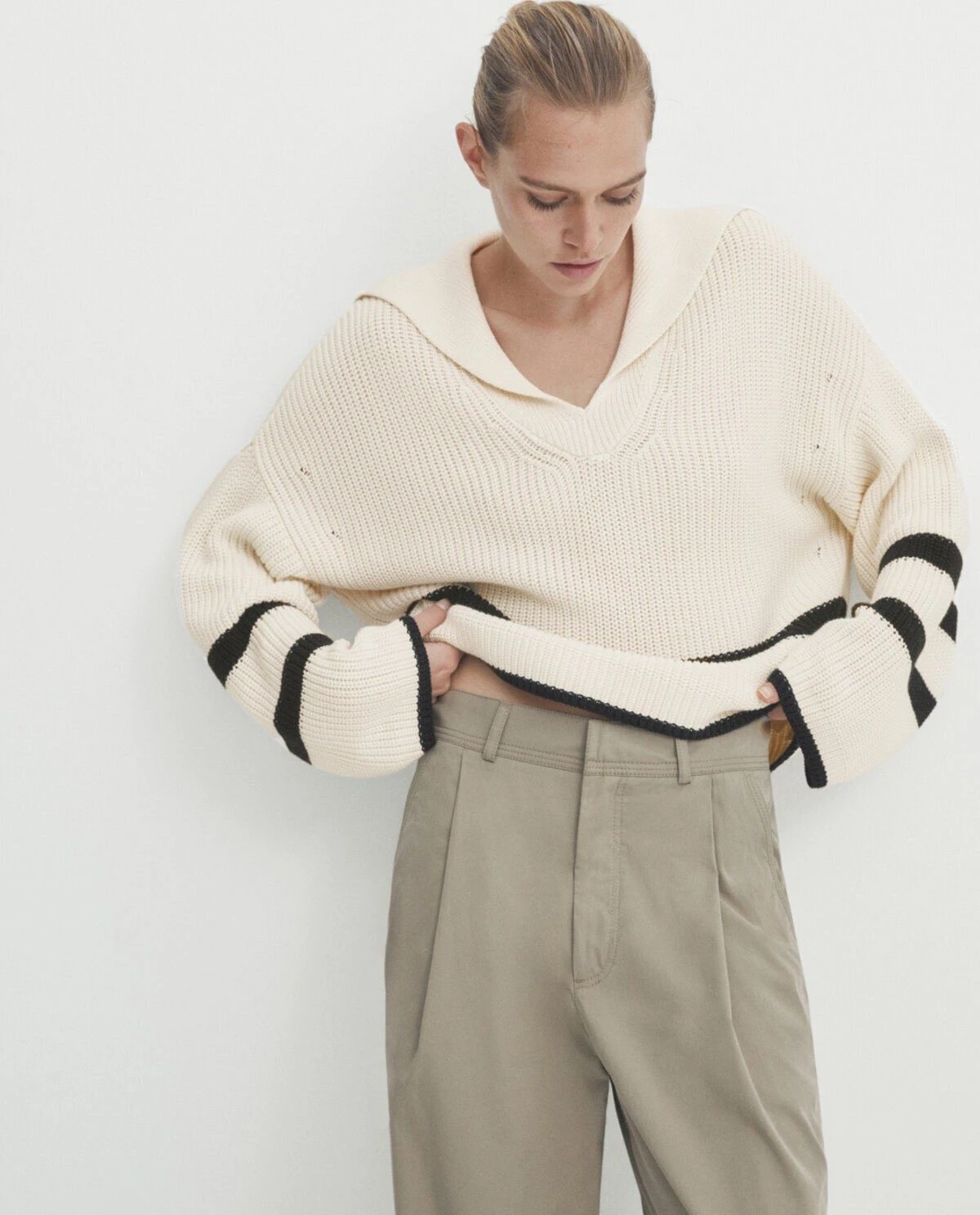 Orj Ms Siyah Çizgi Detaylı Kazak 