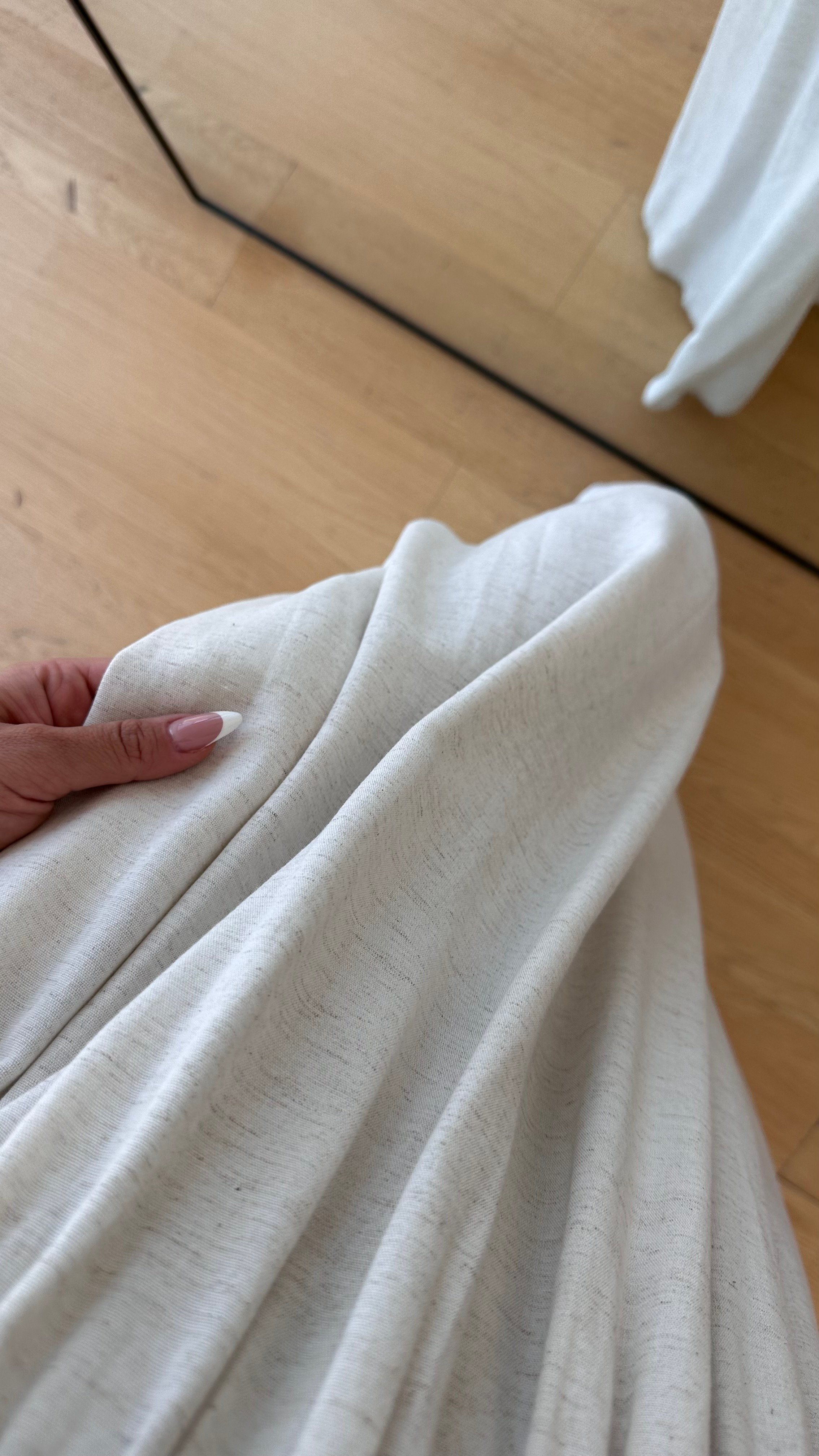 İki Renk Bloklu Keten Askılı Elbise