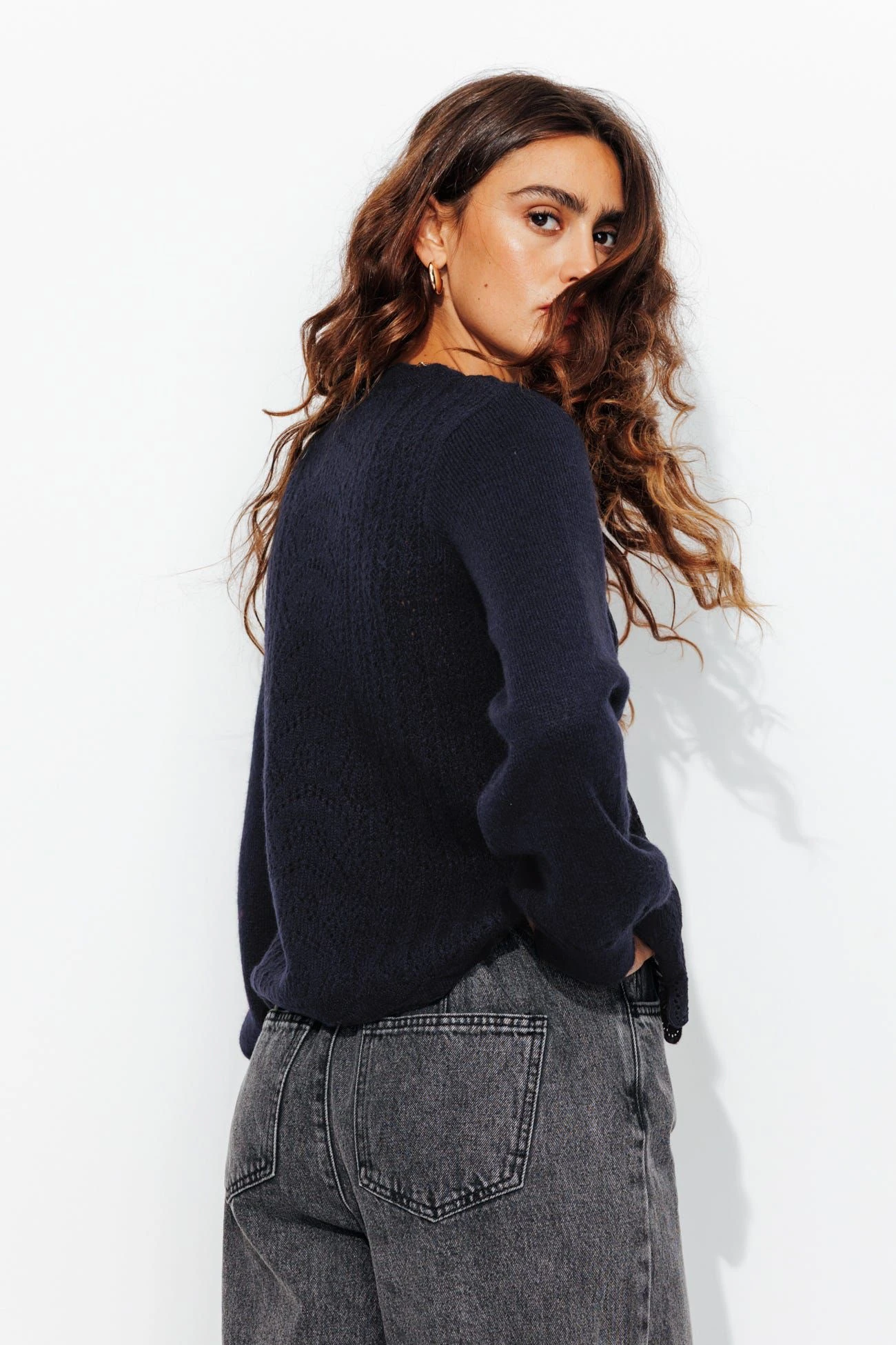 Orj Marka Güpürlü Lacivert Bluz