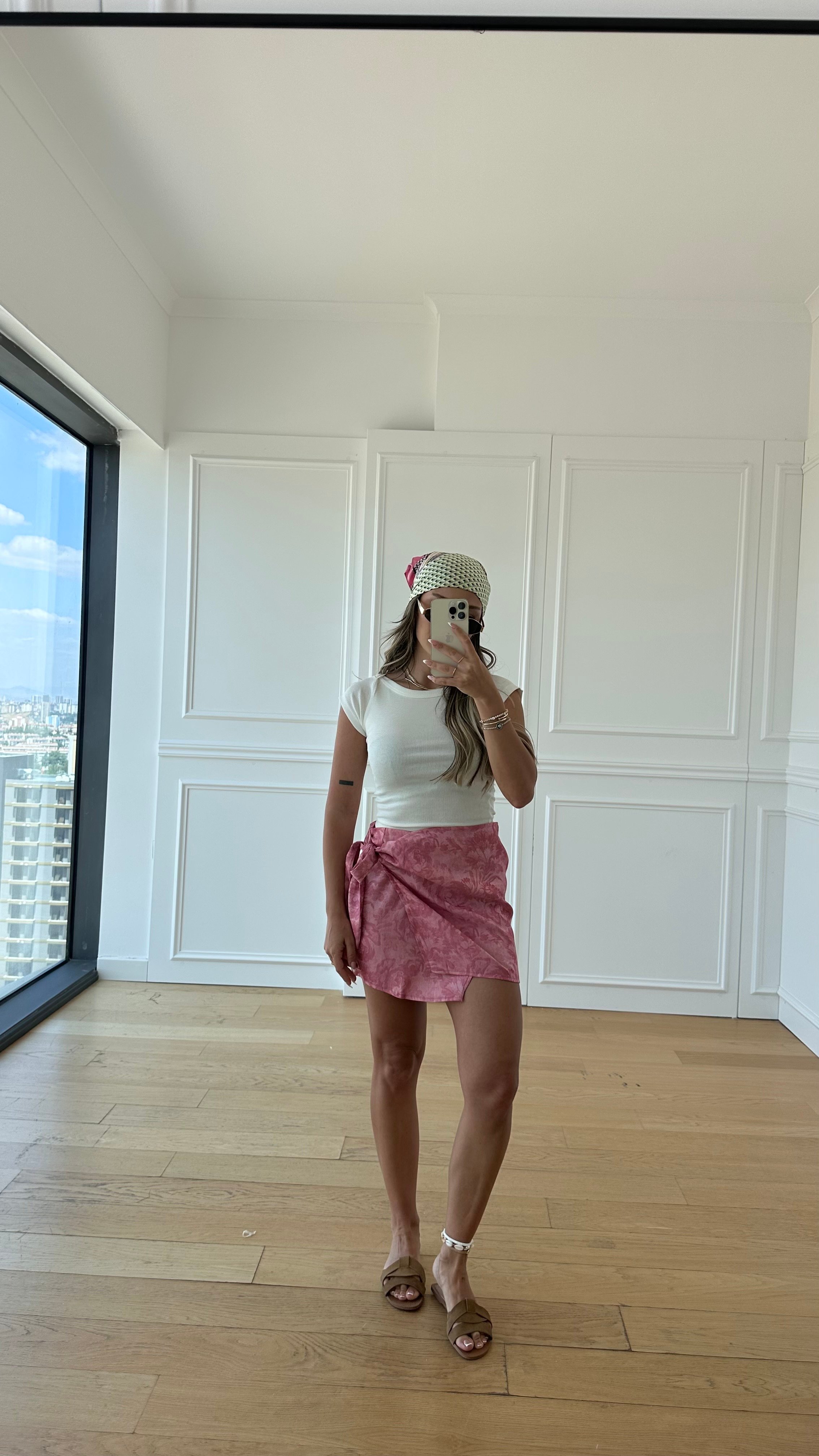 Elora Pembe Mini Anvelop Bağlamalı Etek