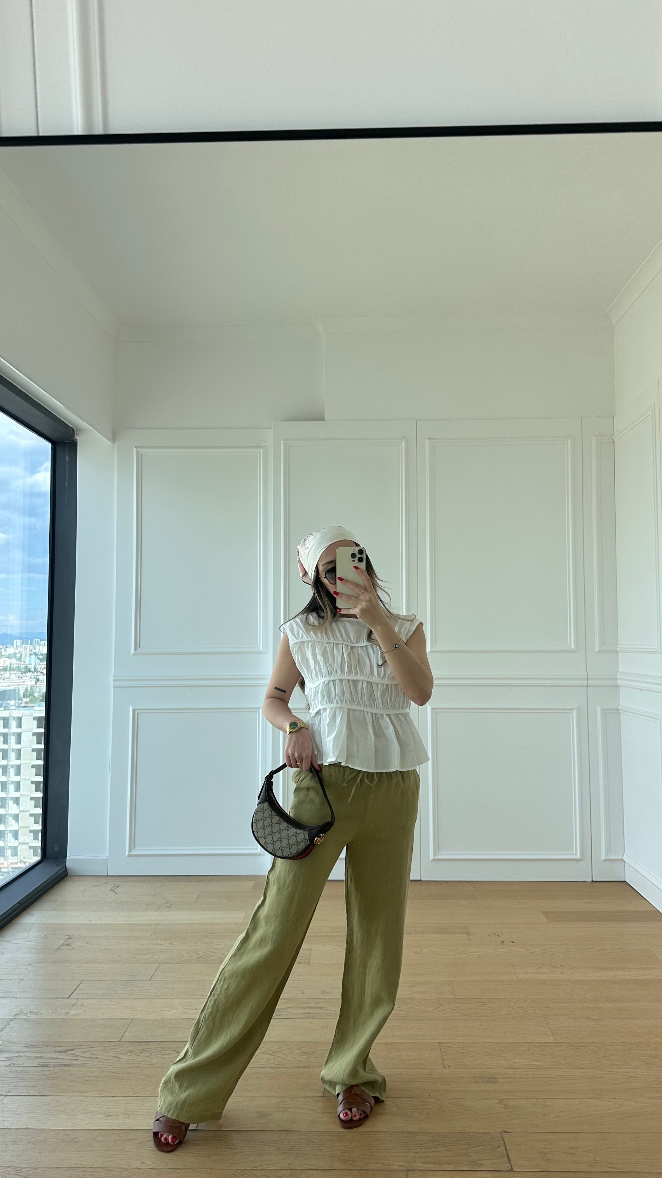 Premium Keten Pantolon - Olive
