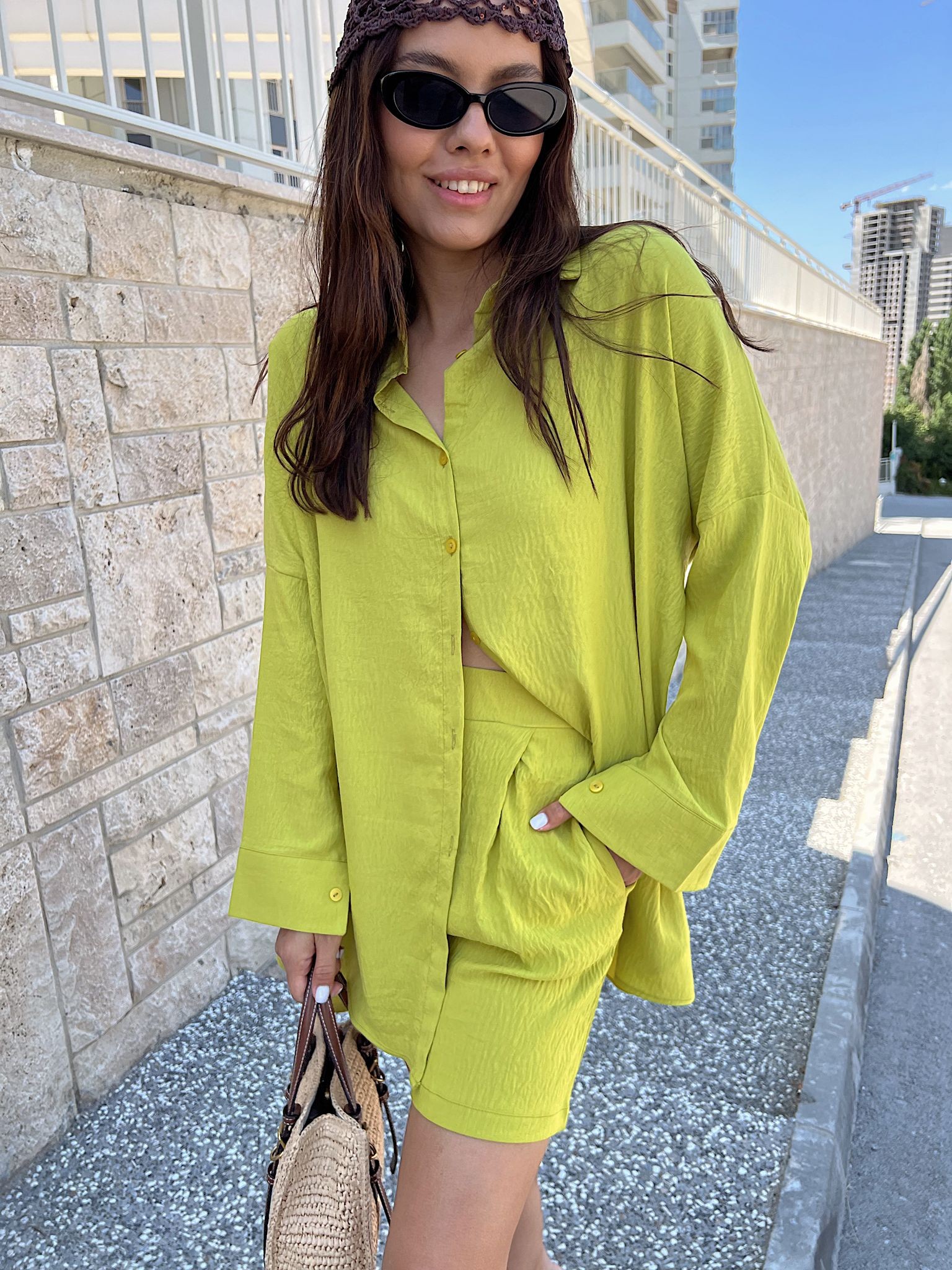Zr Model Gömlek Şort Takım - Yeşil 