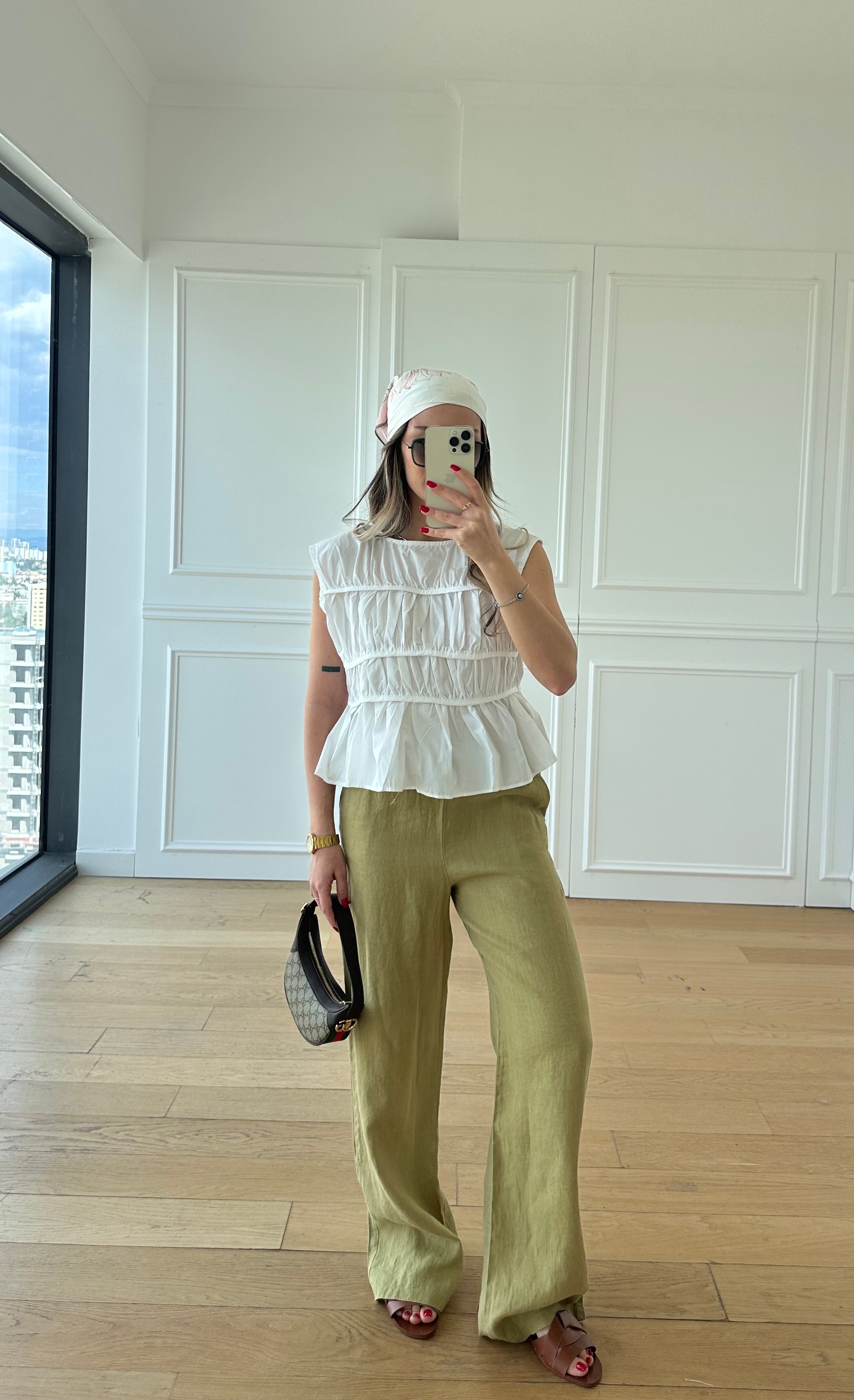 Premium Keten Pantolon - Olive