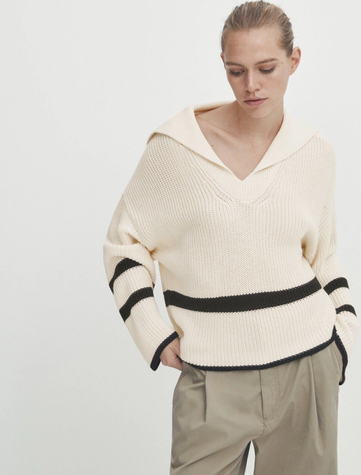 Orj Ms Siyah Çizgi Detaylı Kazak 