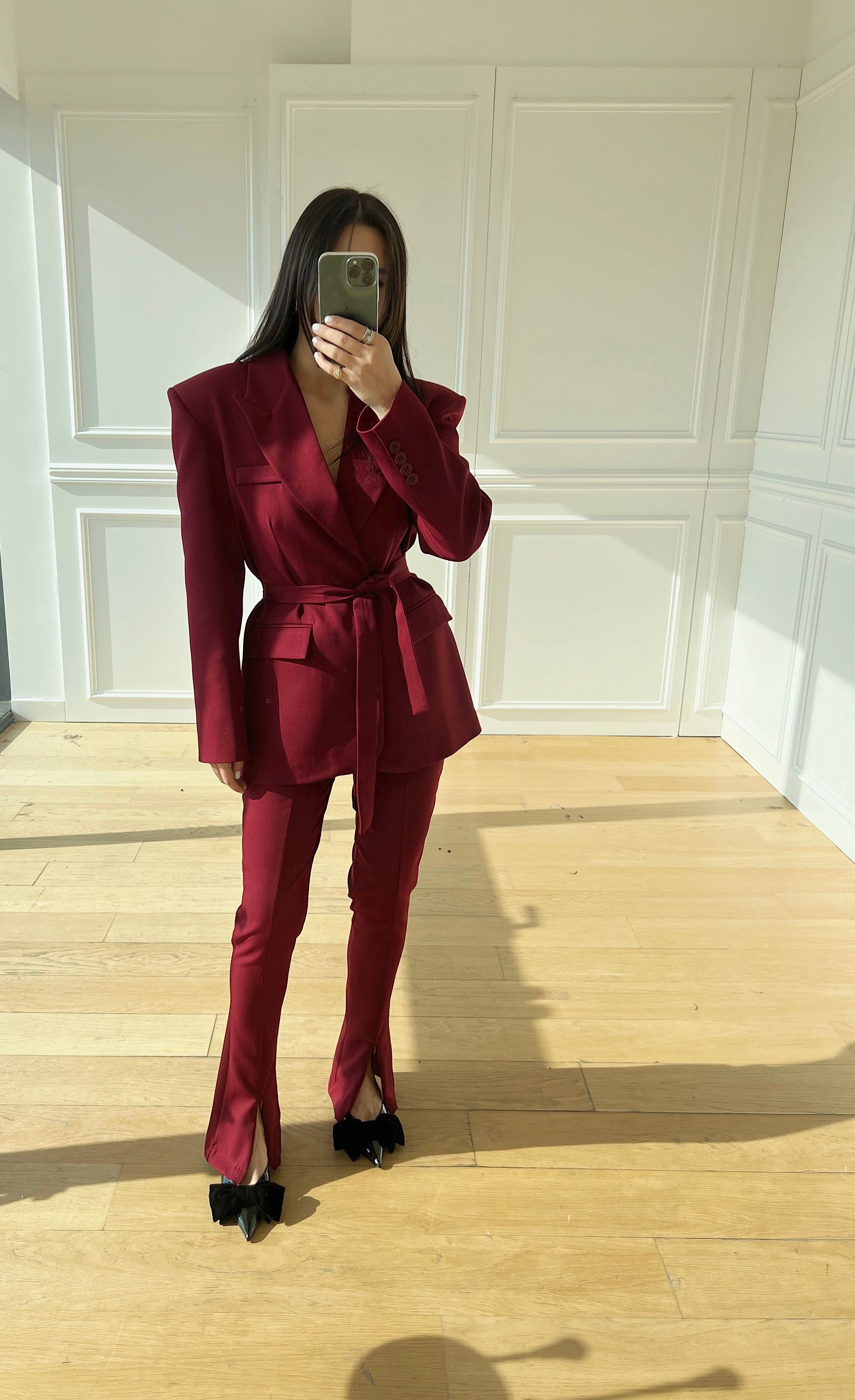 Hera Bordo Ceket Pantolon Takım 