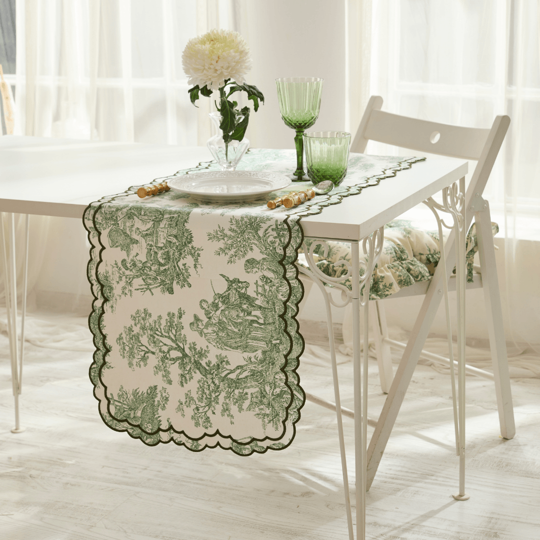 Toile de Jouy Runner - Yeşil