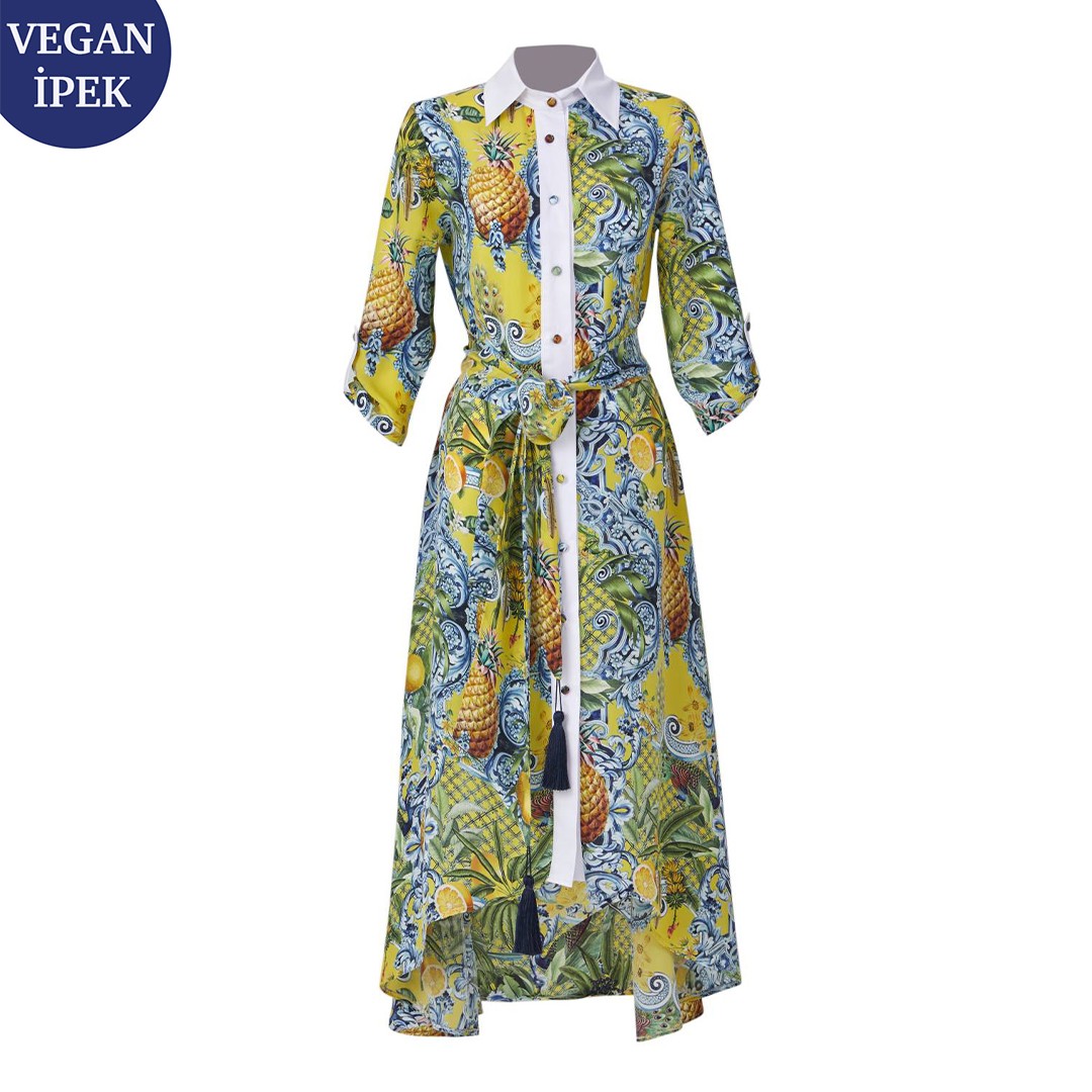 Sicilya Vegan Elbise - Sarı