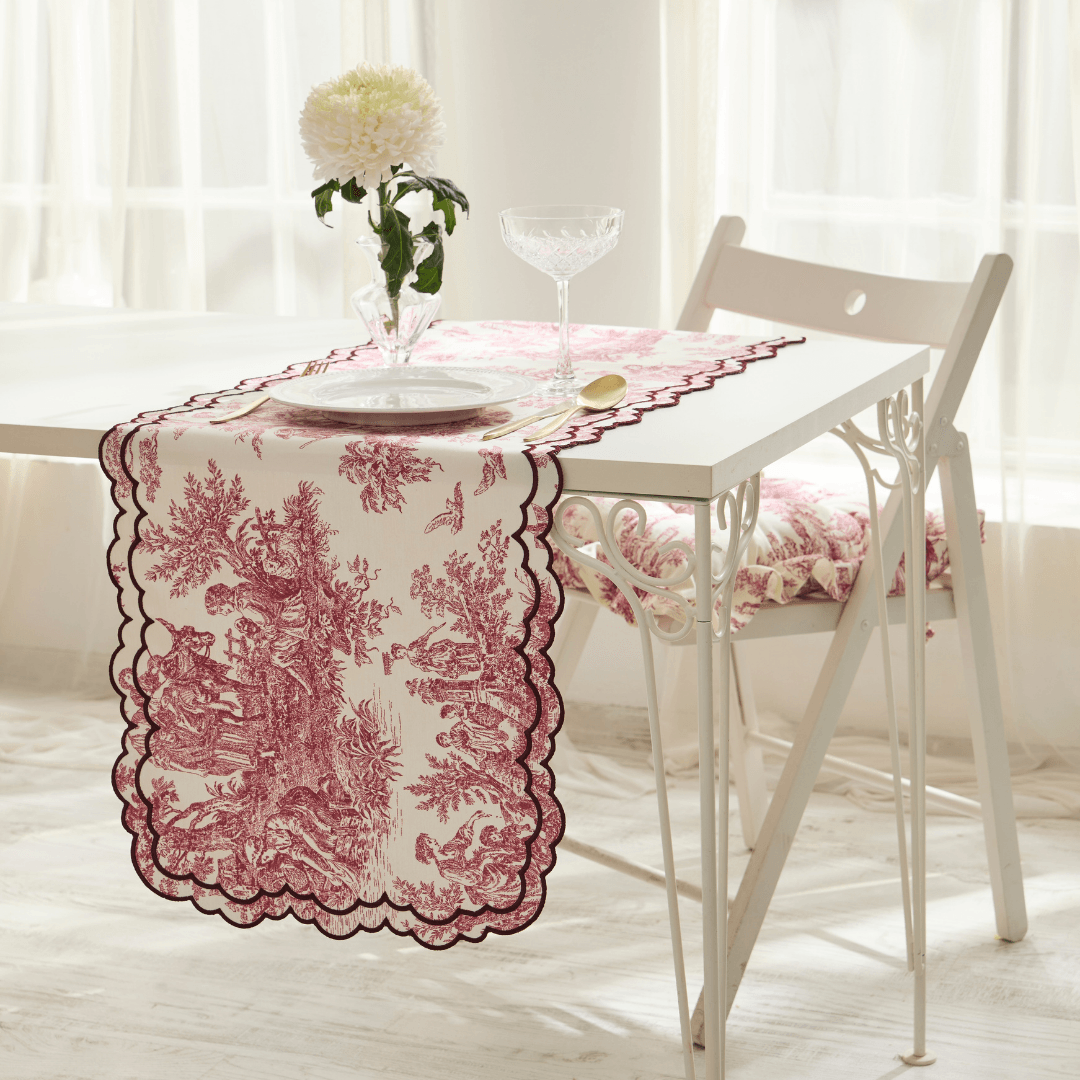 Toile de Jouy Runner - Bordo