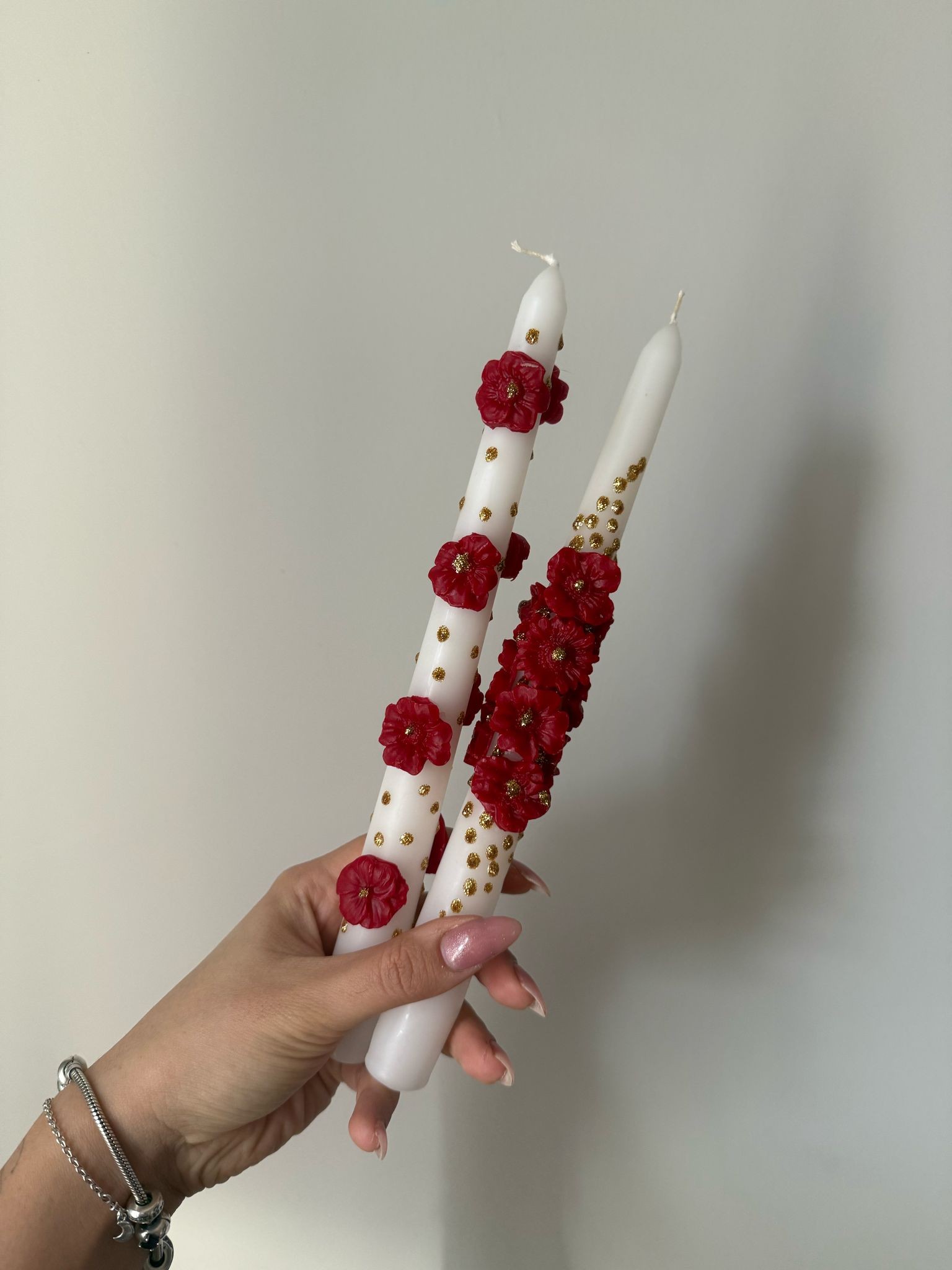 3D Renkli Mum 2 Adet - Bordo