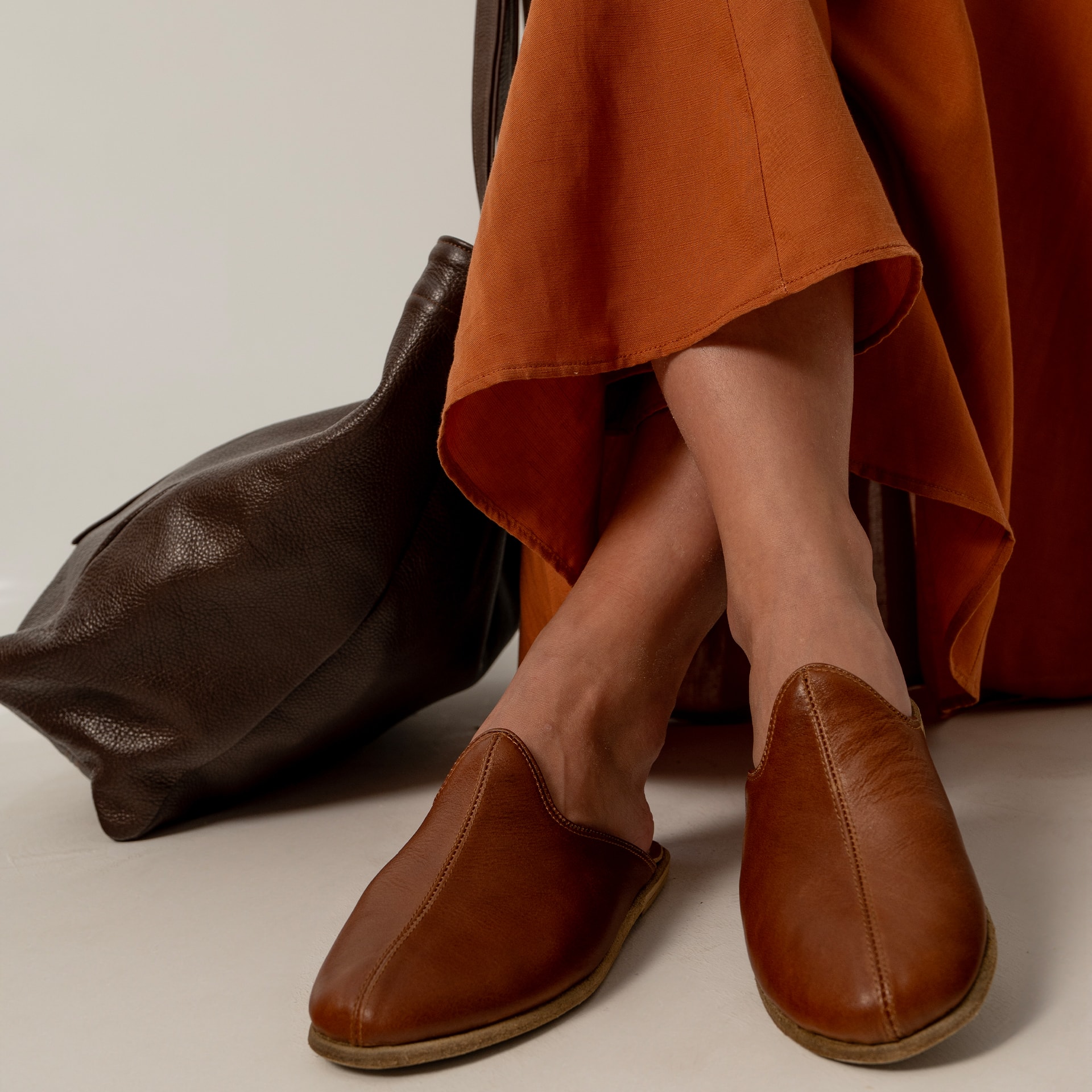 Dichento Brown Leather Yemeni Mule Slipper