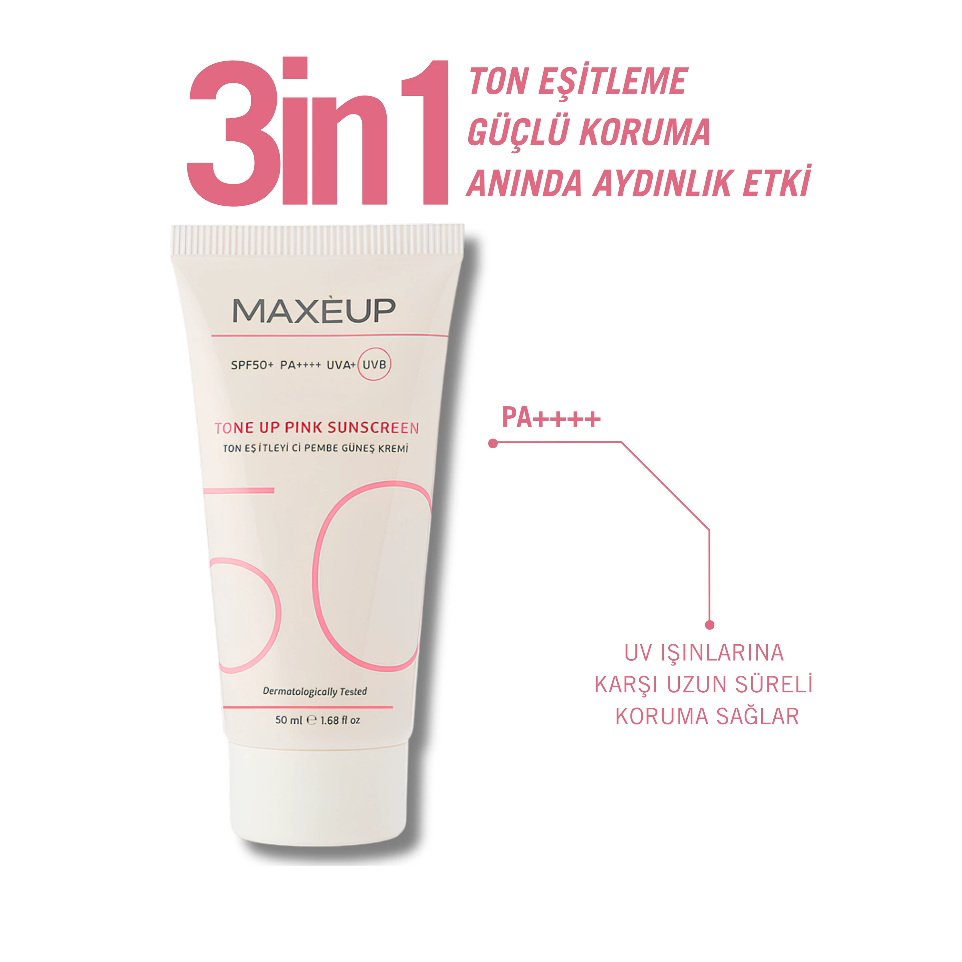 Ton Eşitleyici Aydınlatıcı Güneş Kremi SPF50+/PA++++  | Glutatyon, Hyaluronik Asit | 50 ML | Tüm Cilt Tipleri