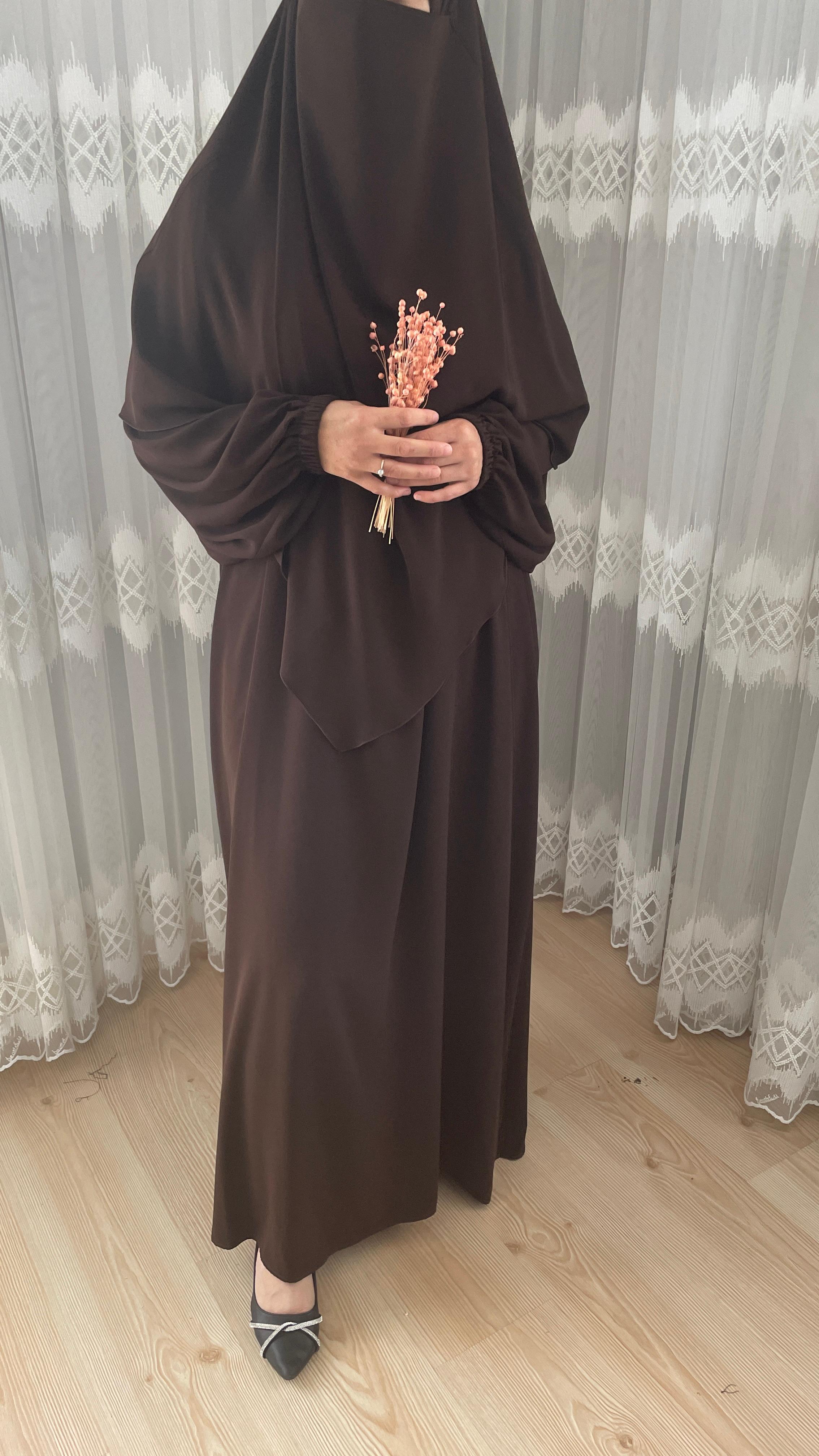 Acı Kahve Üstten Robalı Elbise
