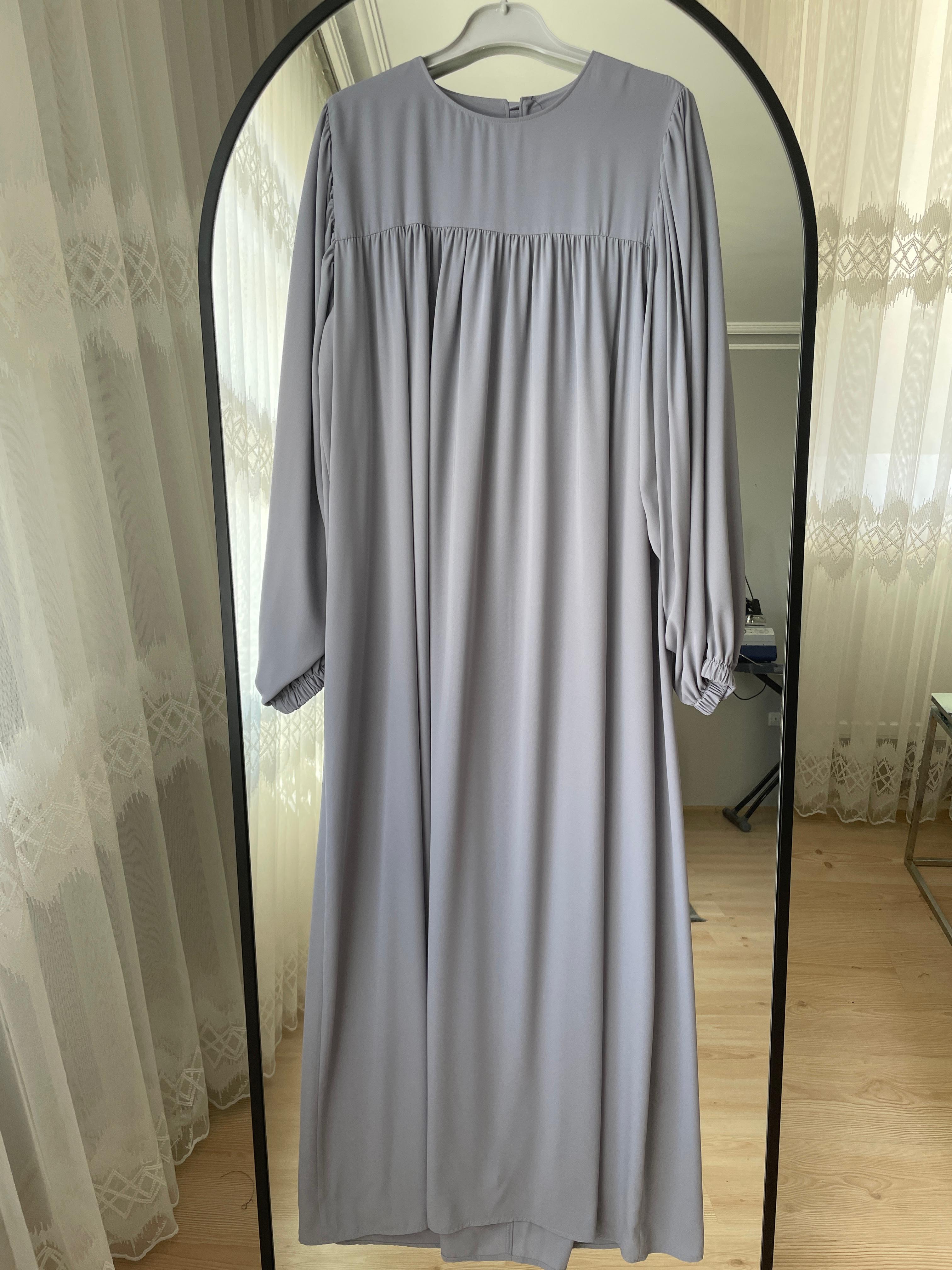 açık gri robalı elbise 