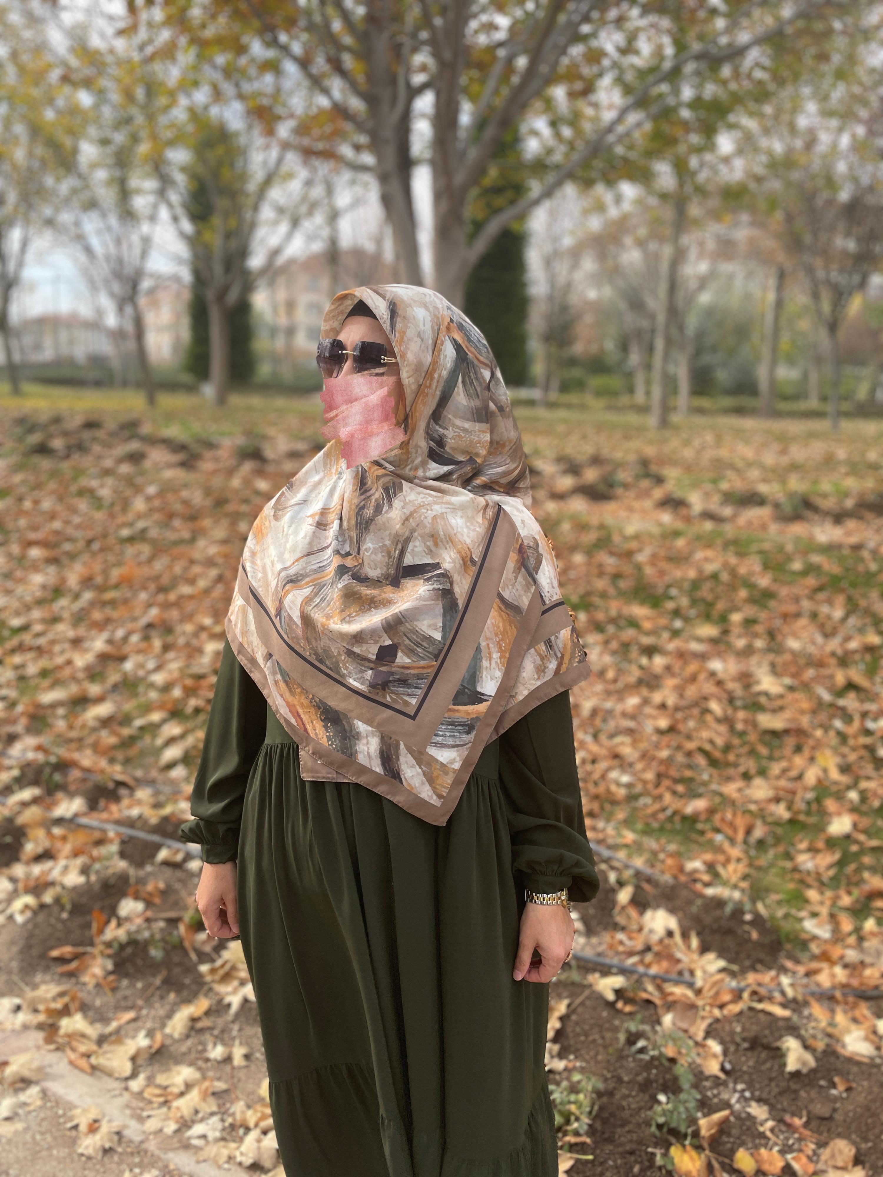 Büyük Boy Pamuklu Soft Fırça Desen Eşarp-Küf Yeşil